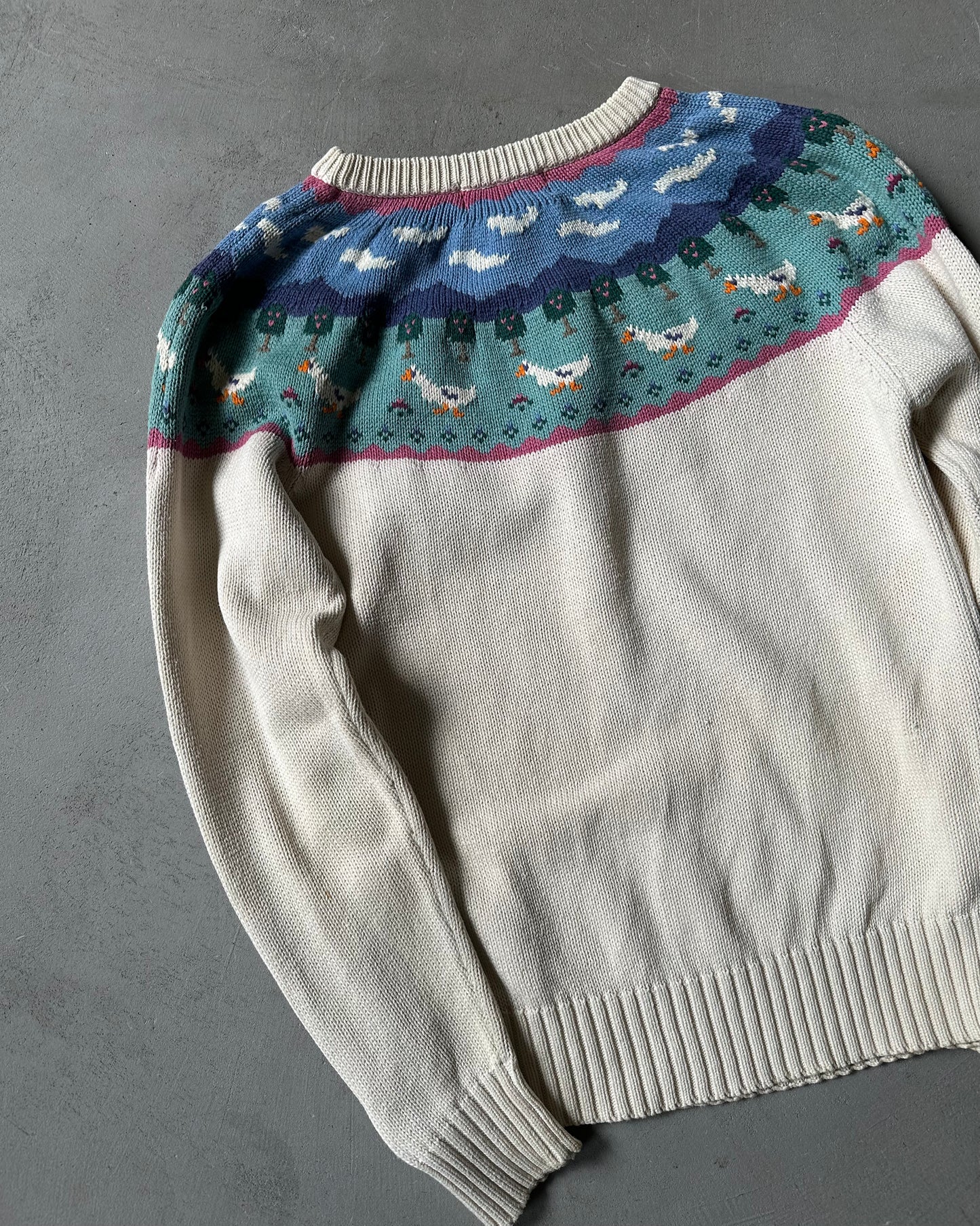 1990s - Cream Eddie Bauer Goose Sweater - (W)M/L