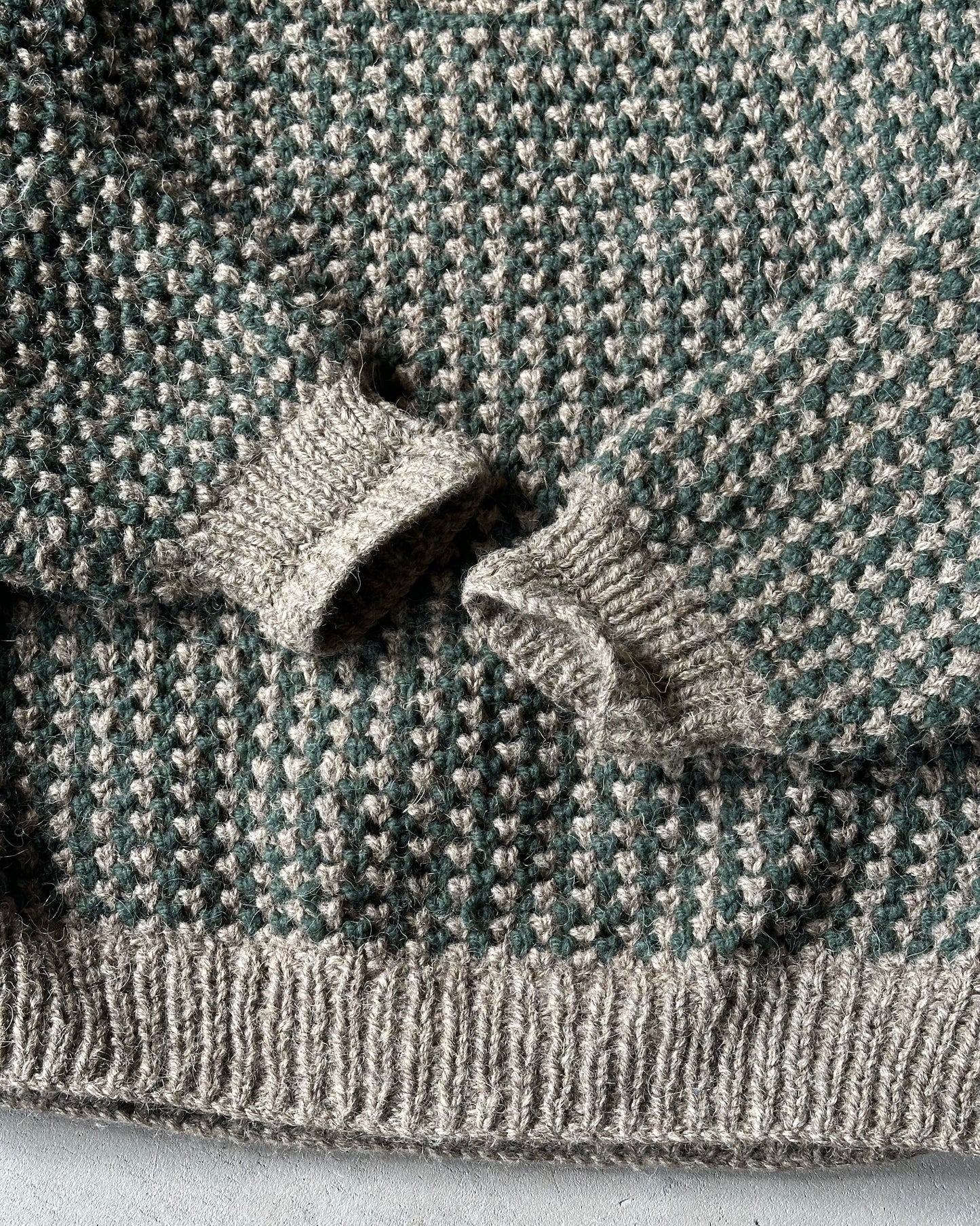 1990s - Green/Brown Chunky Wool Sweater - XL