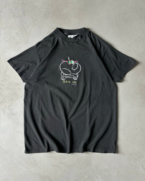 1990s - Faded Black "Back Off" T-Shirt - XL