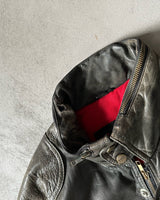 1980s - Faded Black Leather Jacket - 40