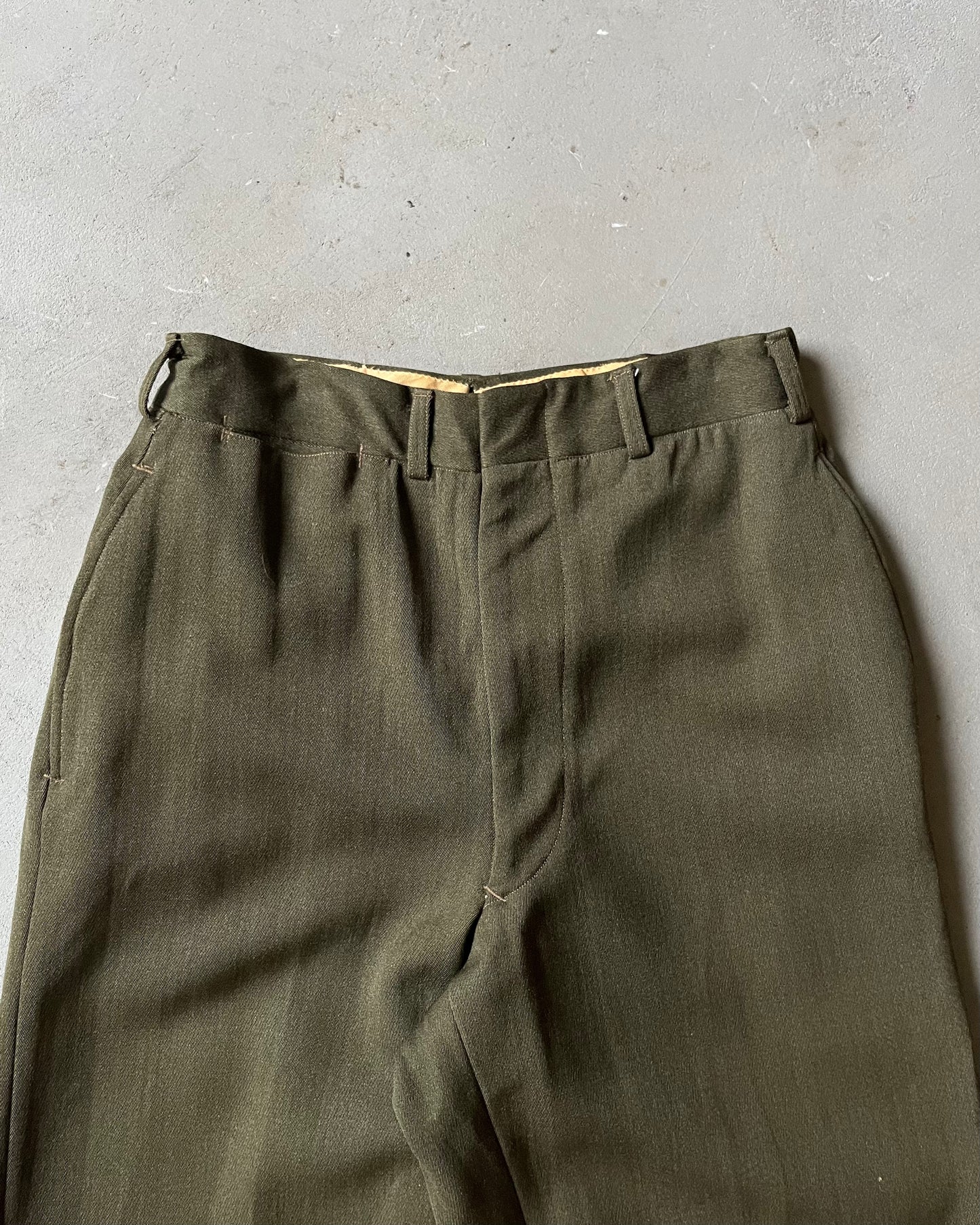 Années 1950 - Pantalon militaire vert - 27x31