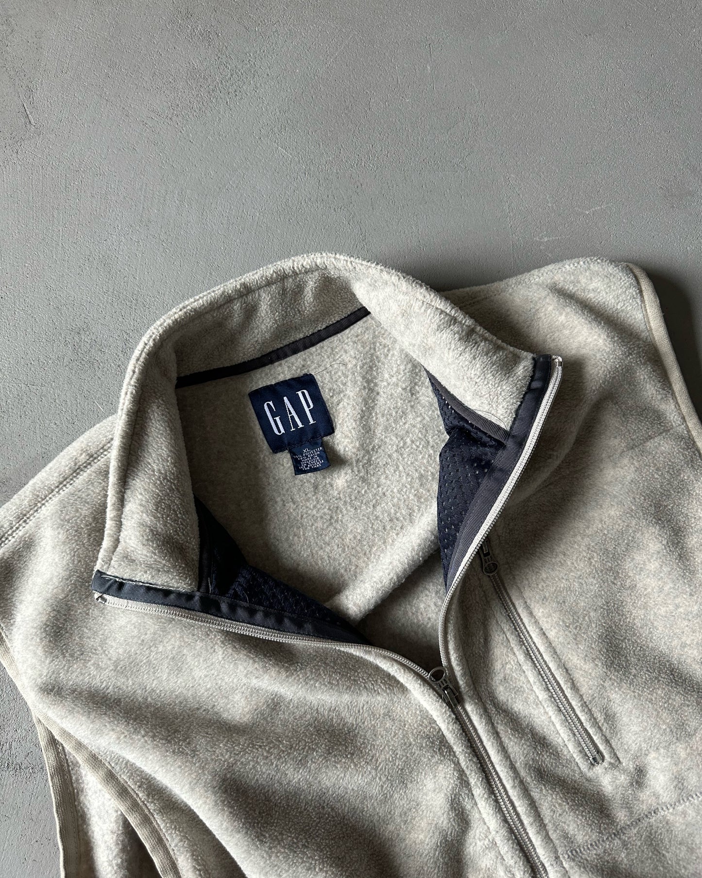 1990s - Beige GAP Fleece Vest - XL