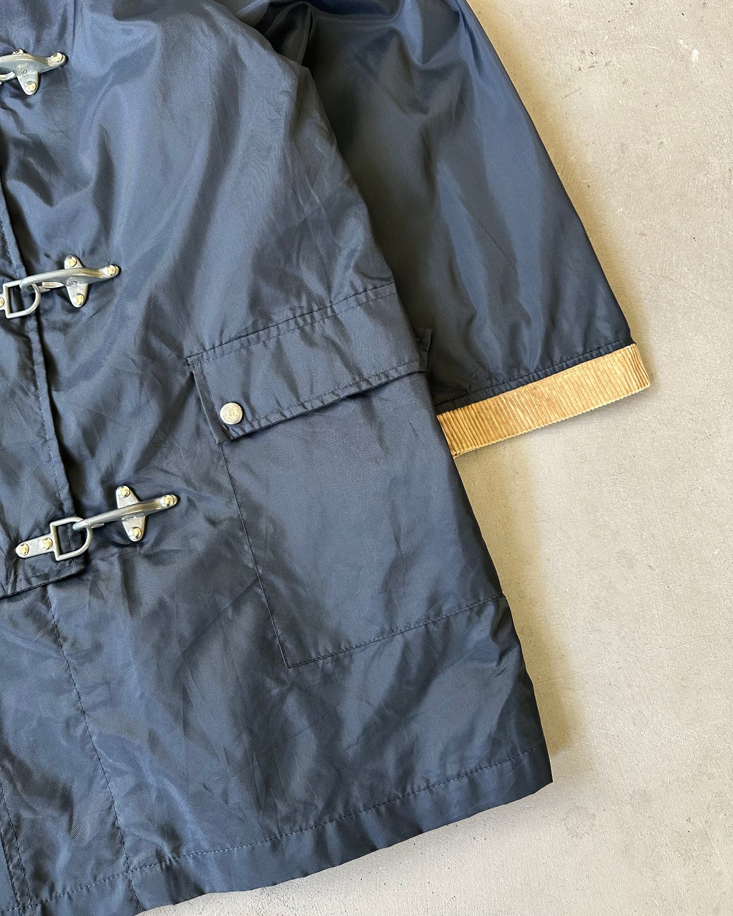 Années 90 - Manteau de pompier en nylon bleu marine - XL