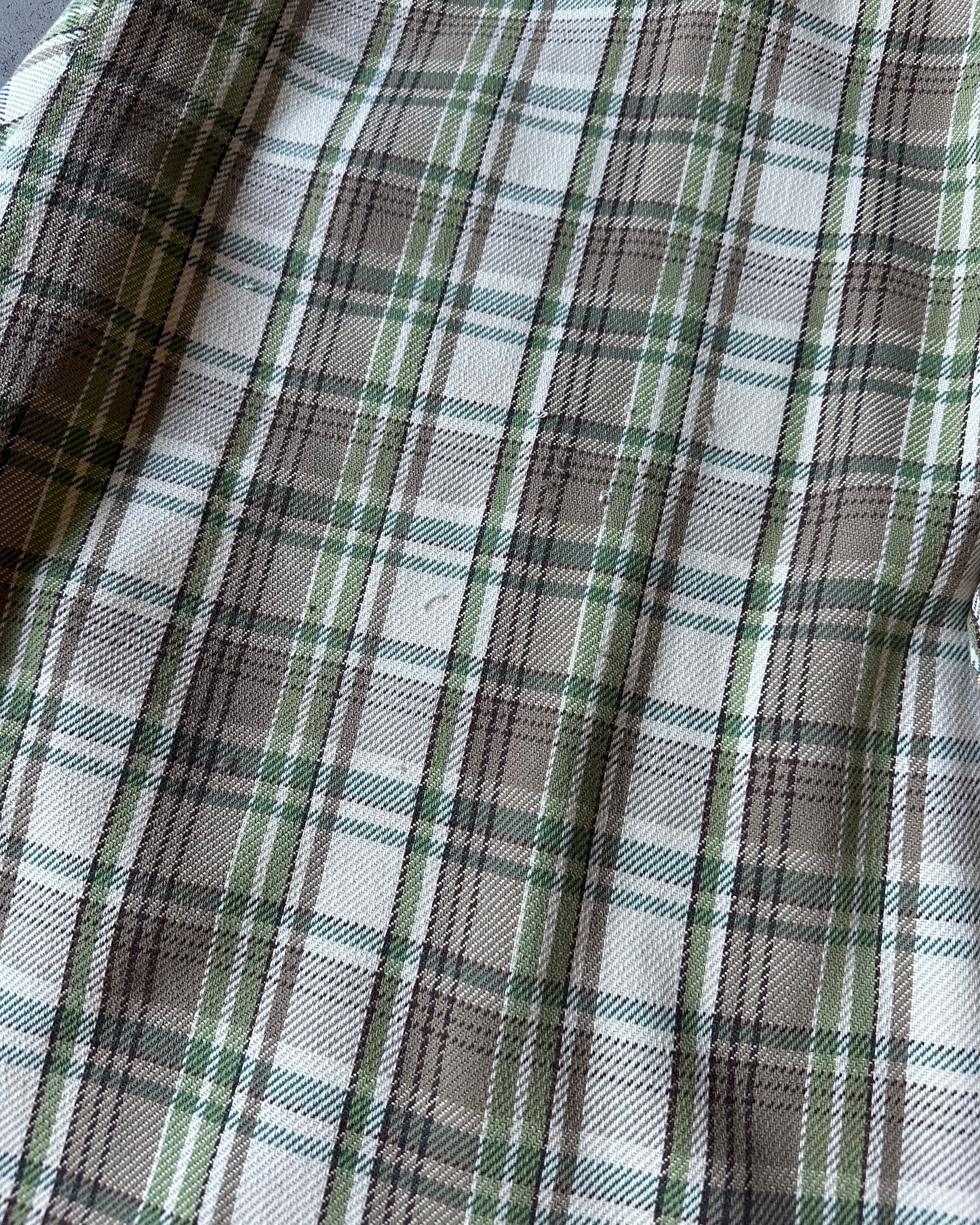 1970s - Cream/Green Big Mac Plaid Flannel - L