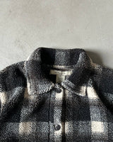 1990s - Black/Cream Plaid Fleece Button Up - (W)L