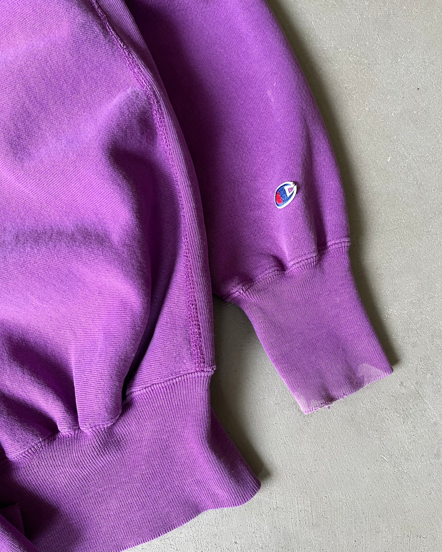1990s - Distressed Purple Champion RW Crewneck - XL