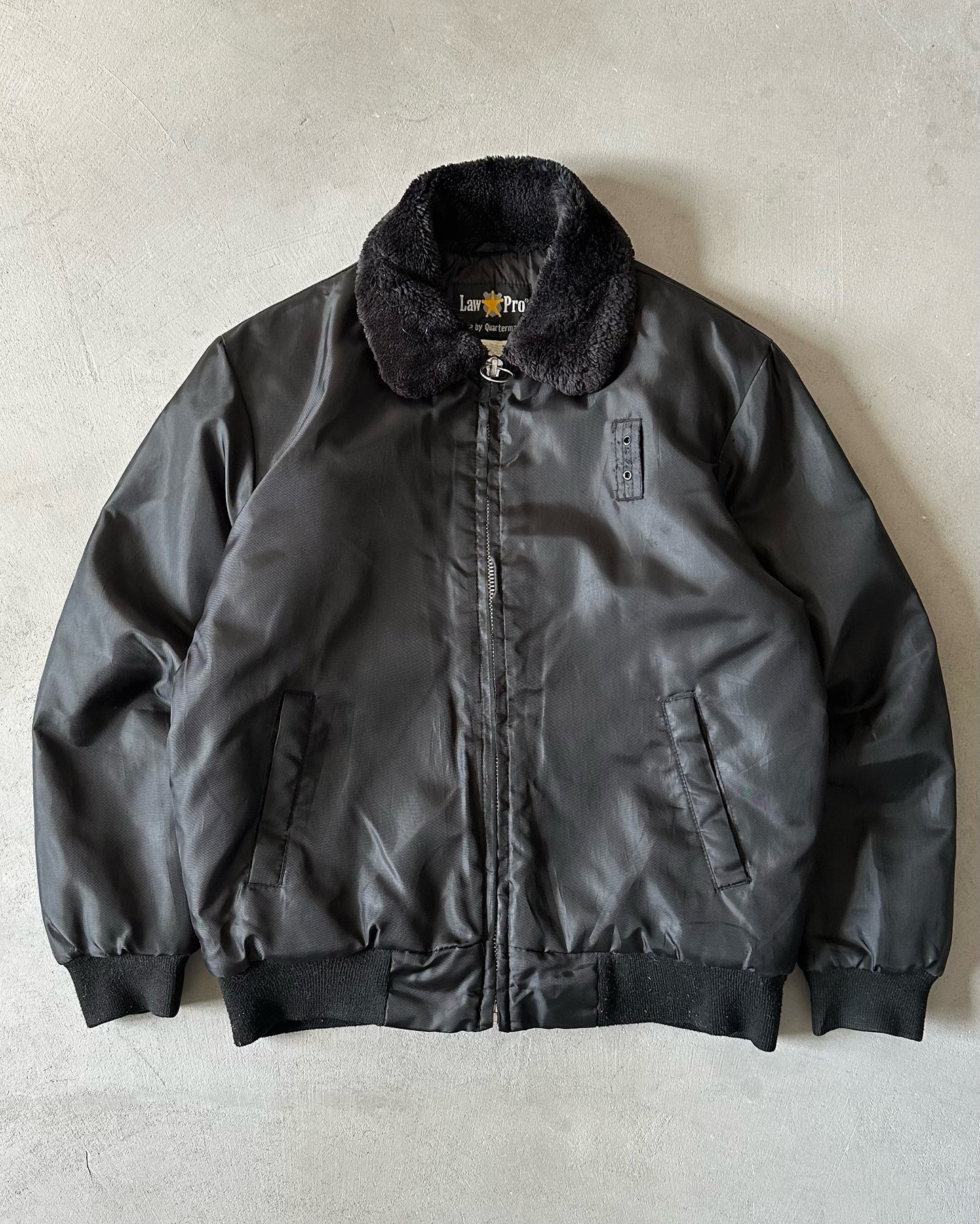 1980s - Black Nylon Bomber Jacket - S