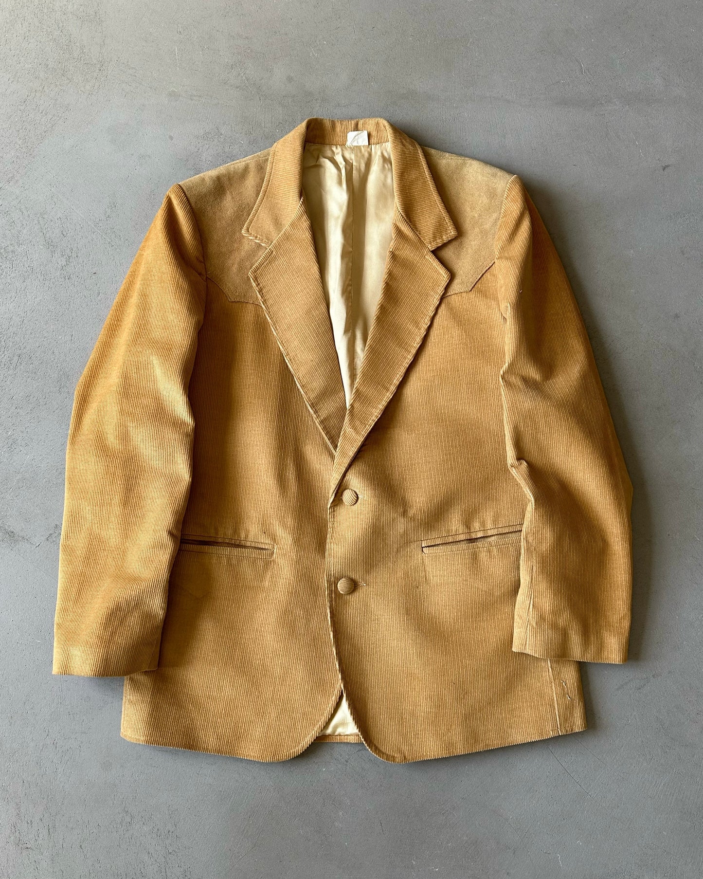 1970s - Beige Corduroy Western Blazer Jacket - 40