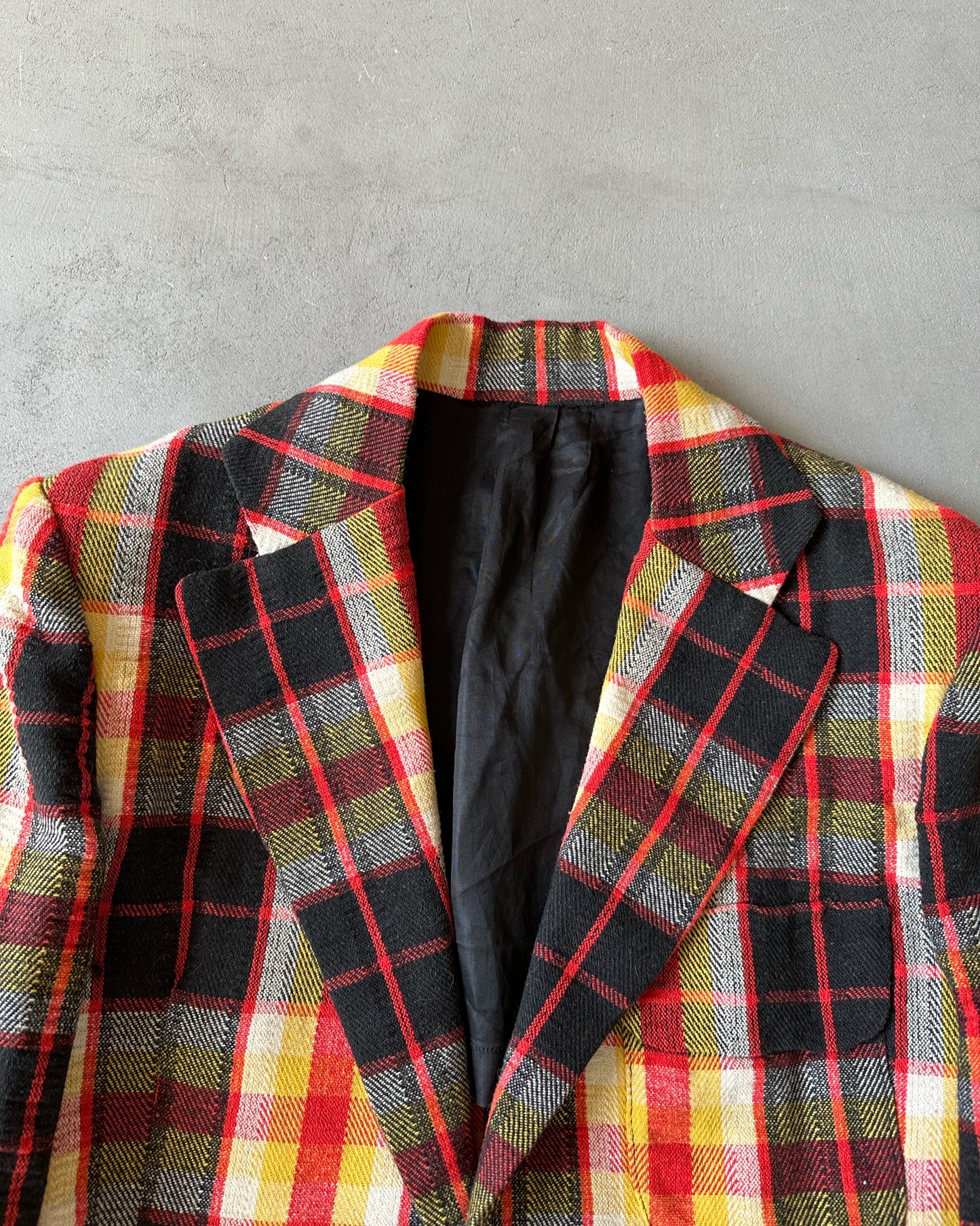 1970s - Red/Yellow Plaid Blazer Jacket - 38 Short