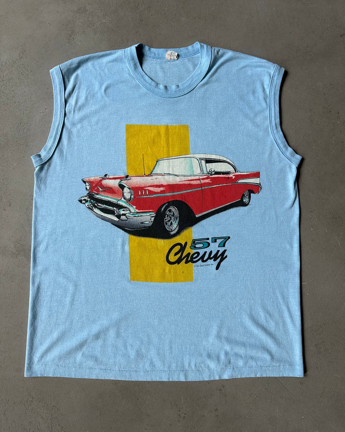 1980s - Light Blue Chevy 57 Tank Top - L/XL
