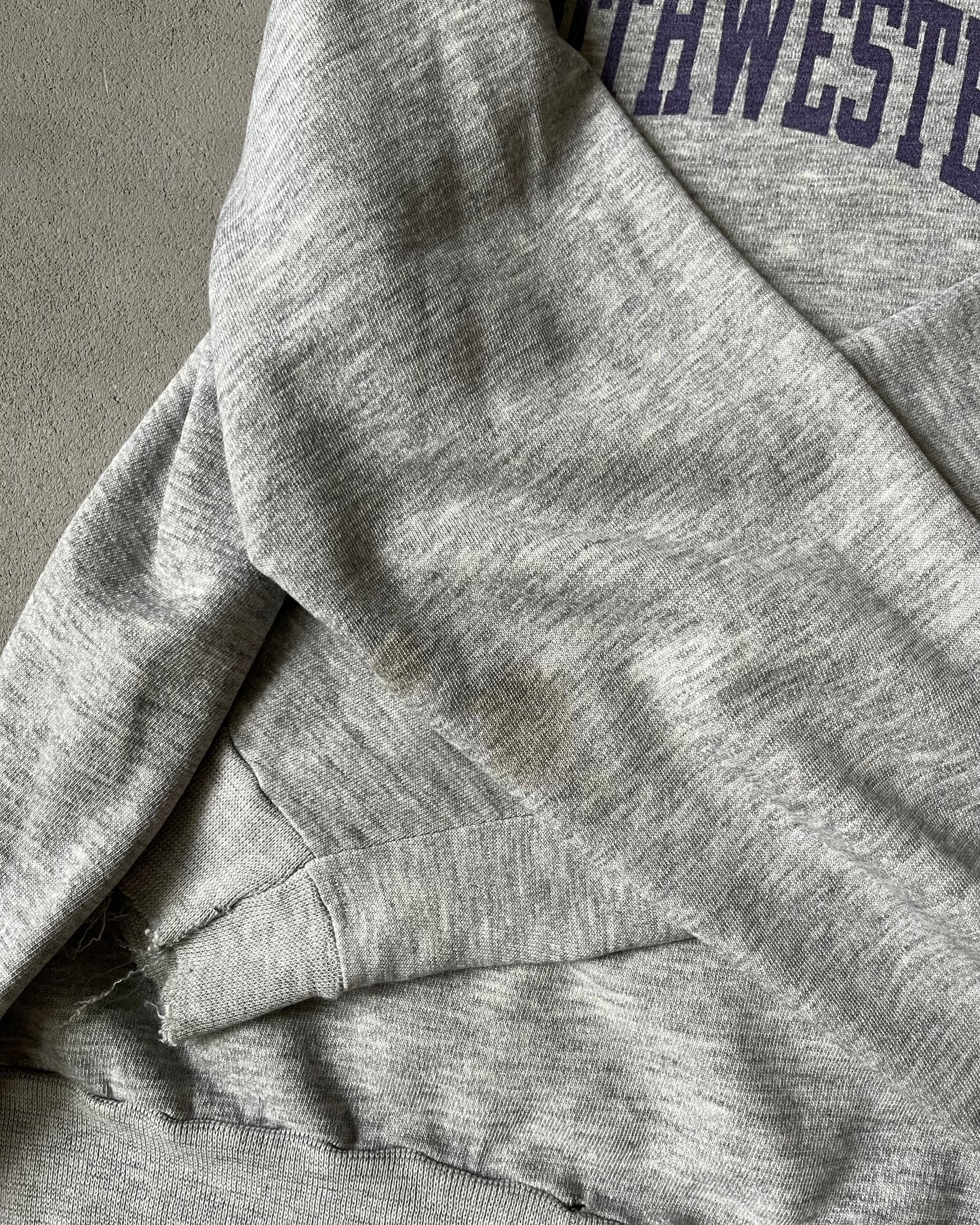 1980s - Distressed Heather Grey Northwestern Crewneck - M/L
