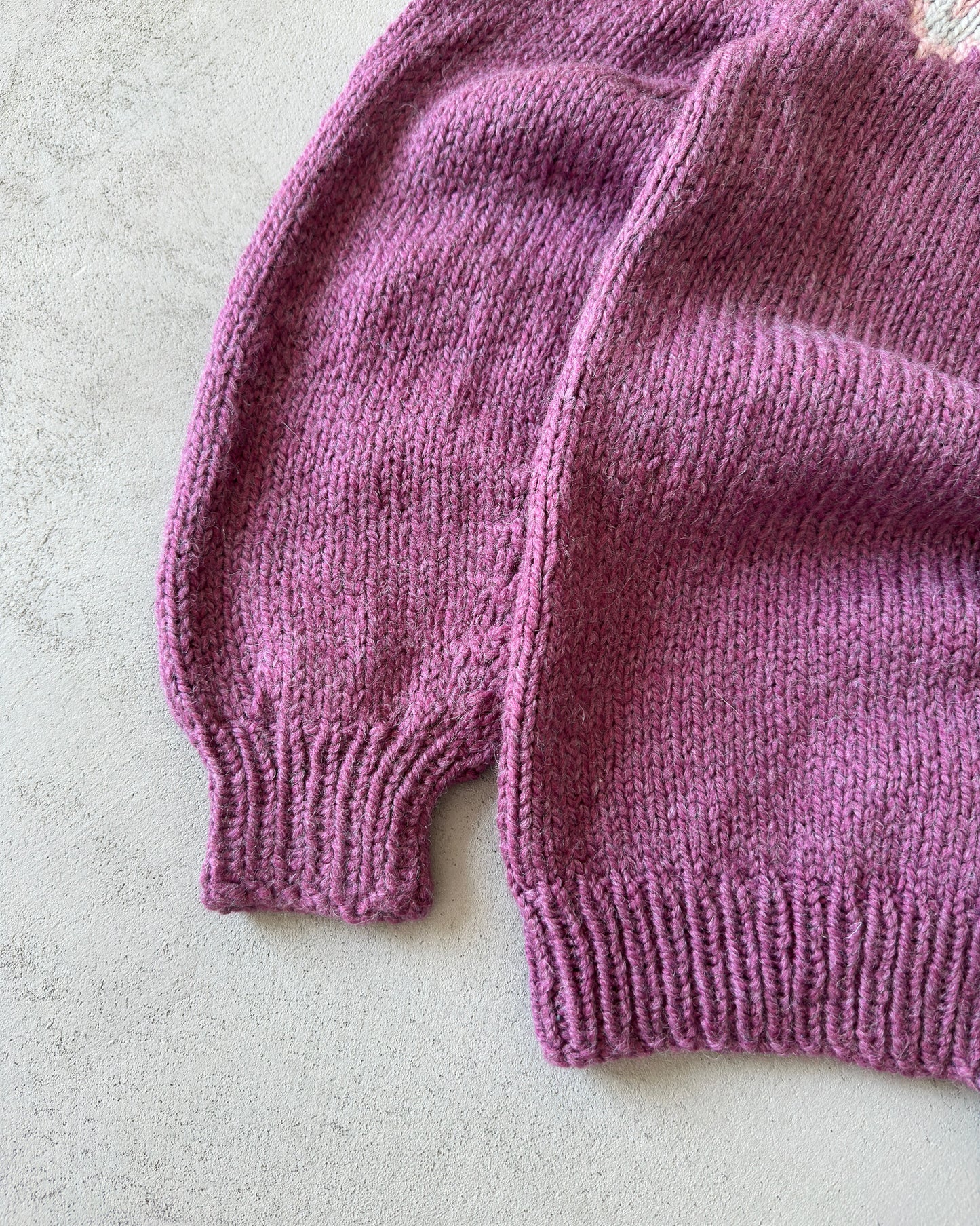 1970s - Light Purple Hand Made Nordic Wool Sweater - S