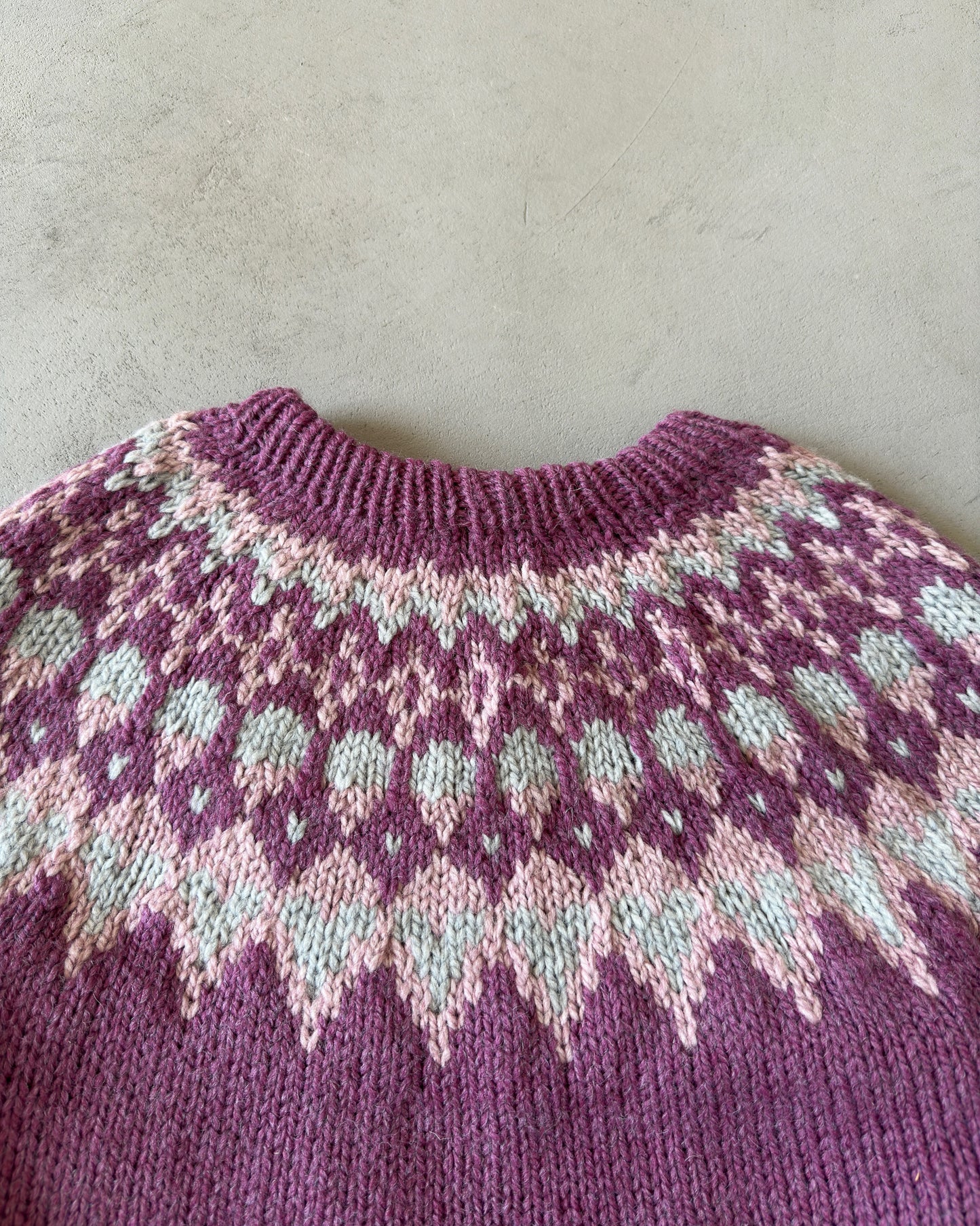1970s - Light Purple Hand Made Nordic Wool Sweater - S