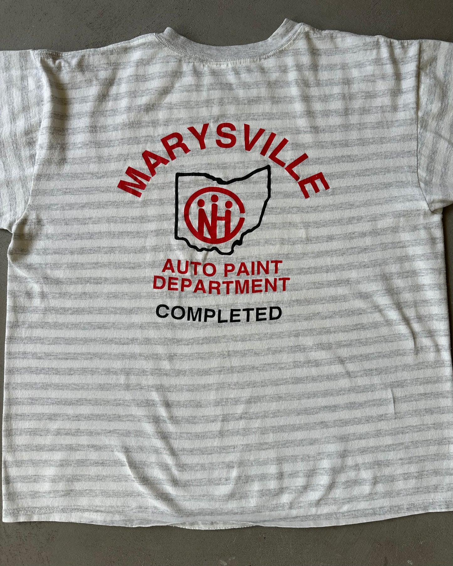 1990s - White/Grey Honda Striped Cropped T-Shirt - L