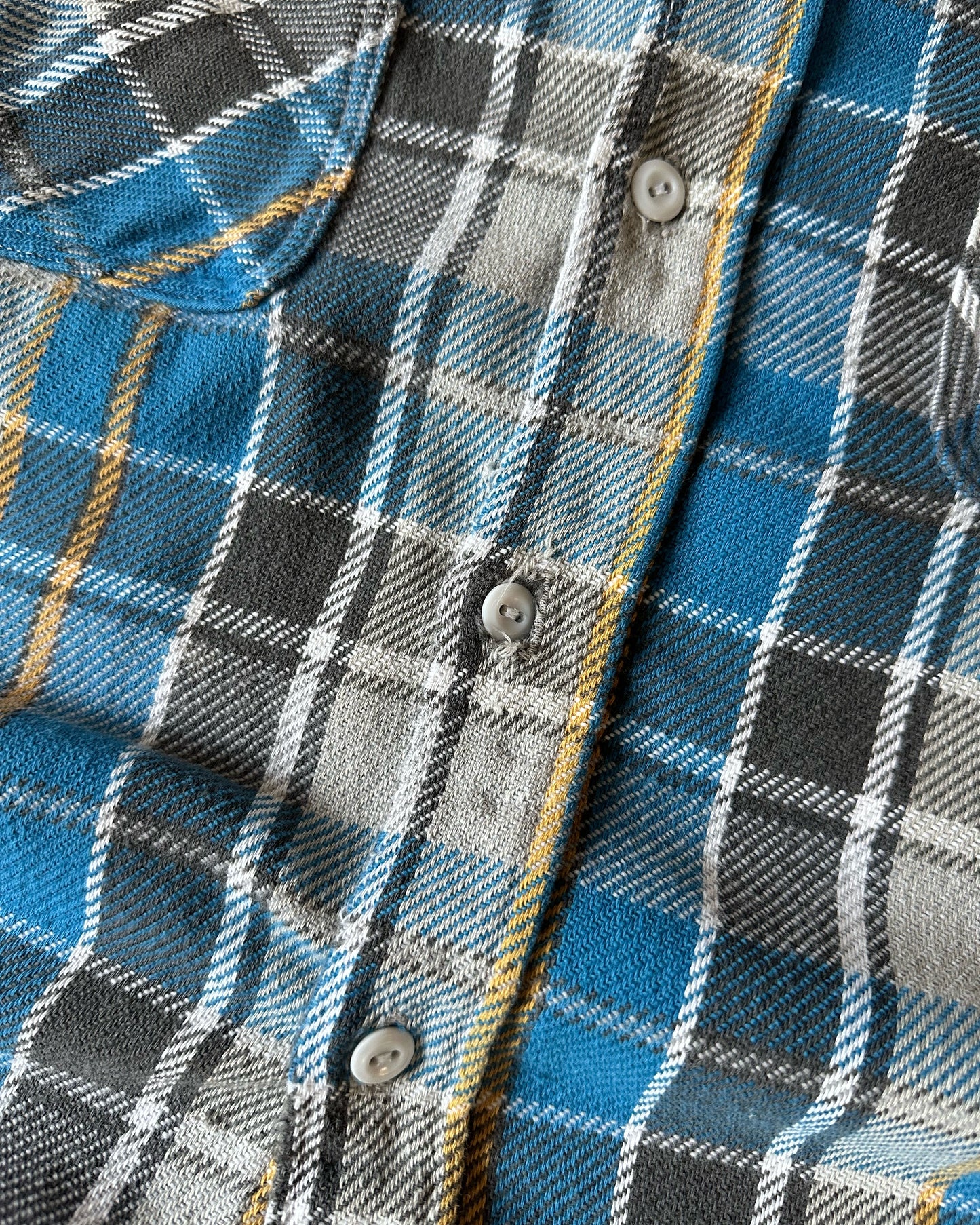 1980s - Distressed Blue/Grey Big Mac Plaid Flannel - M/L