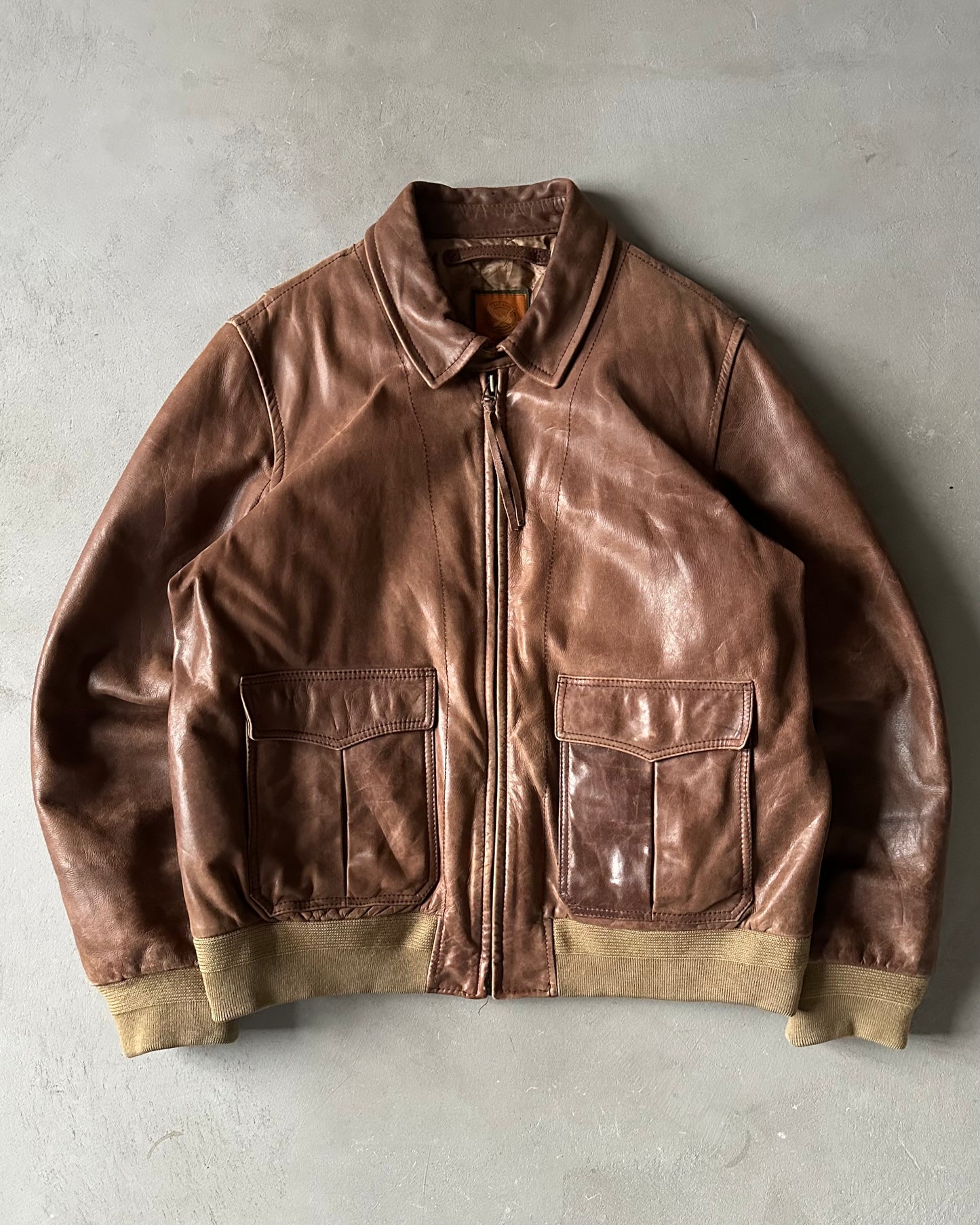 1990s - Faded Brown Eddie Bauer Leather Jacket - XL