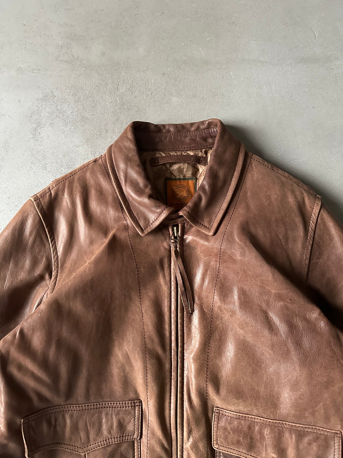 1990s - Faded Brown Eddie Bauer Leather Jacket - XL