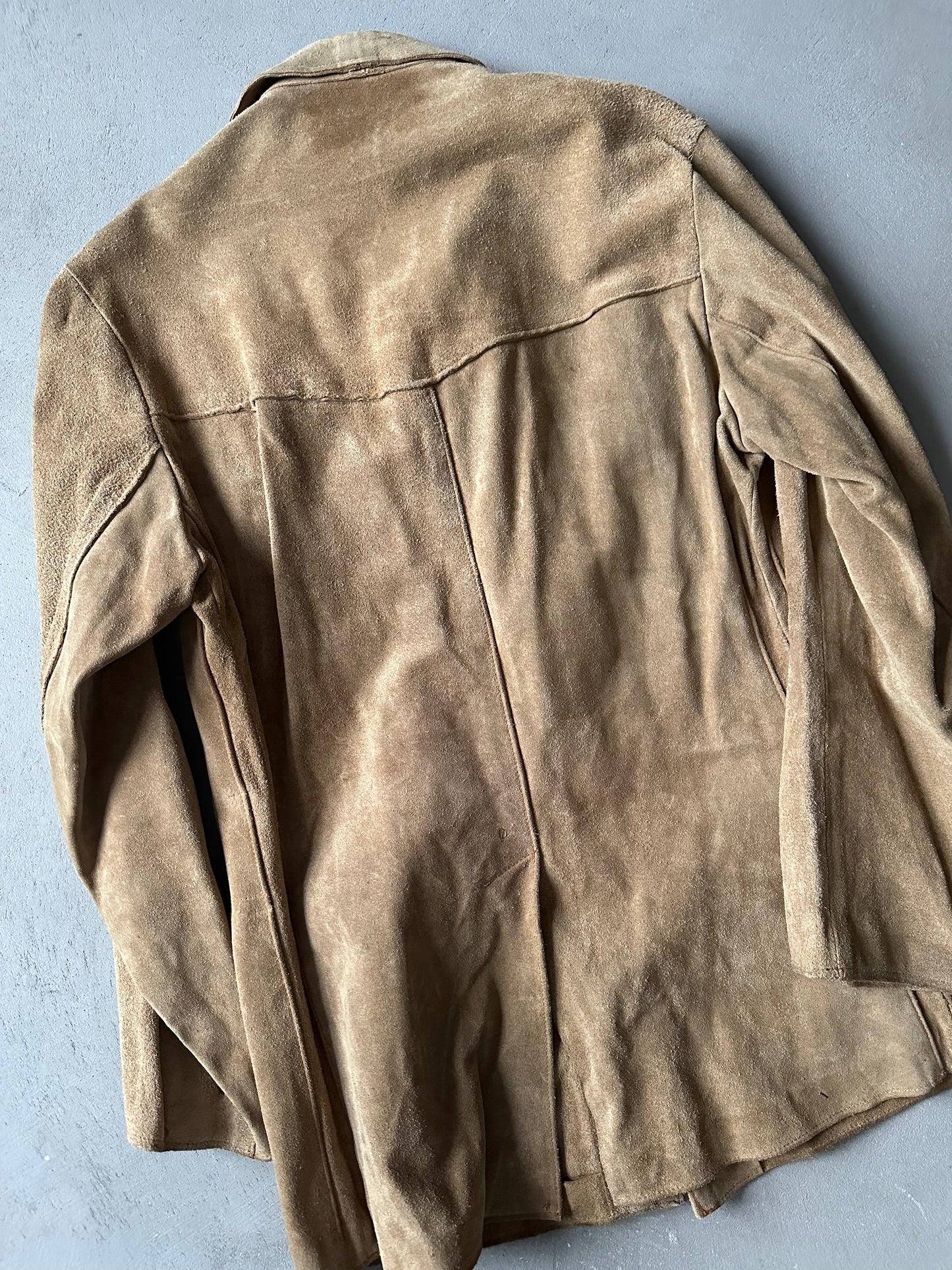 1980s - Tan Safari Suede Jacket - L