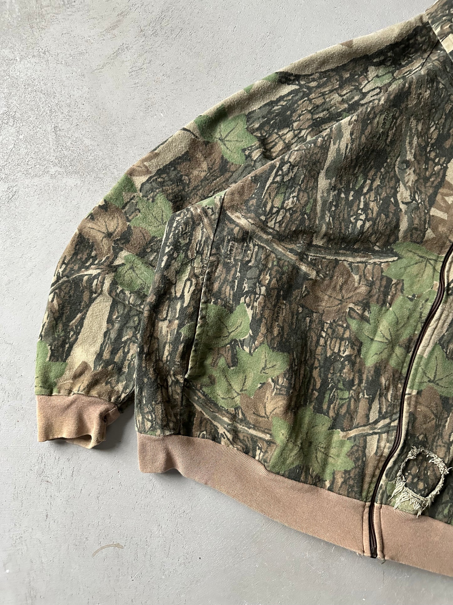 1990s - Distressed Camo Light Bomber Jacket - XL