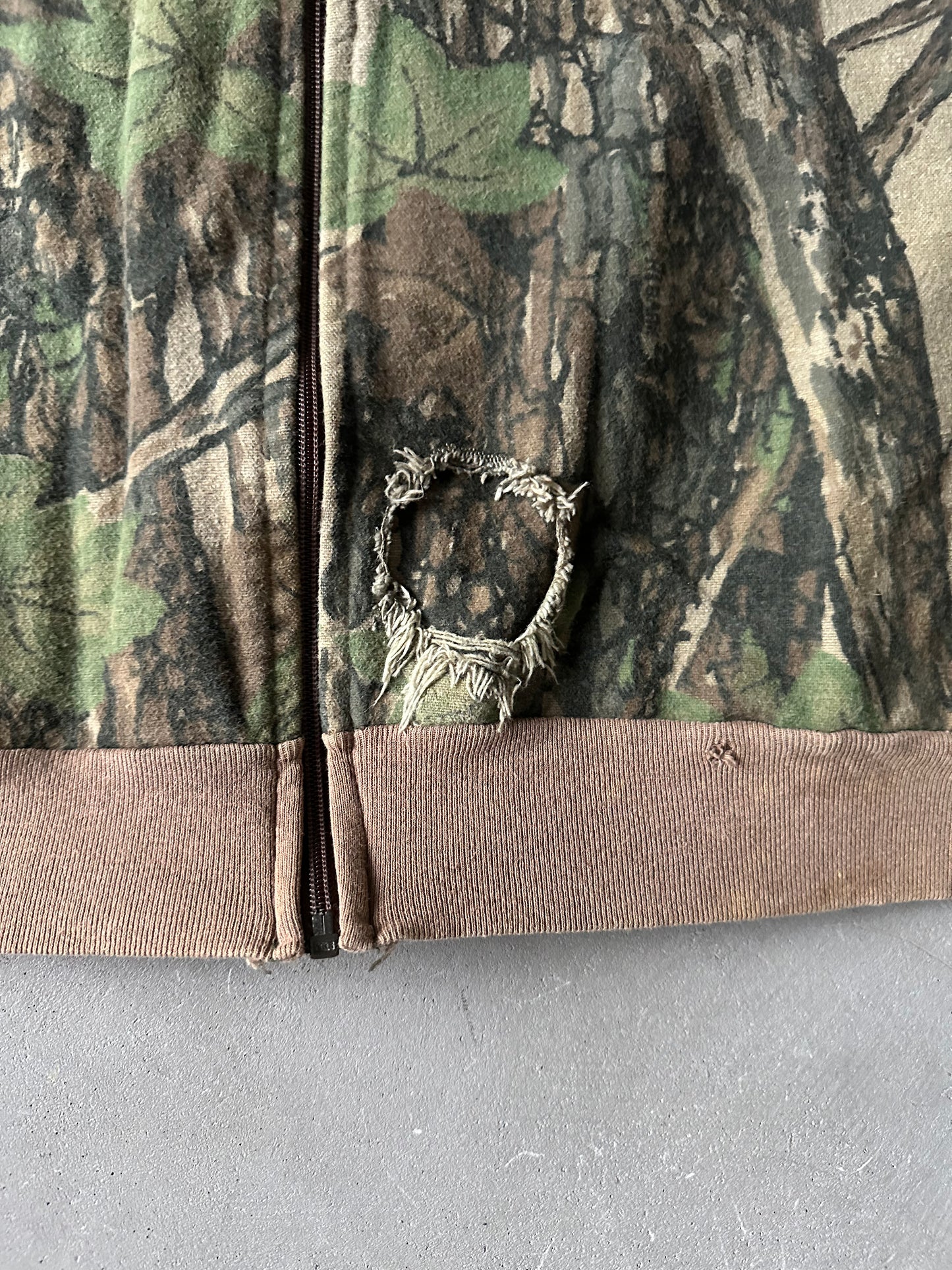 1990s - Distressed Camo Light Bomber Jacket - XL