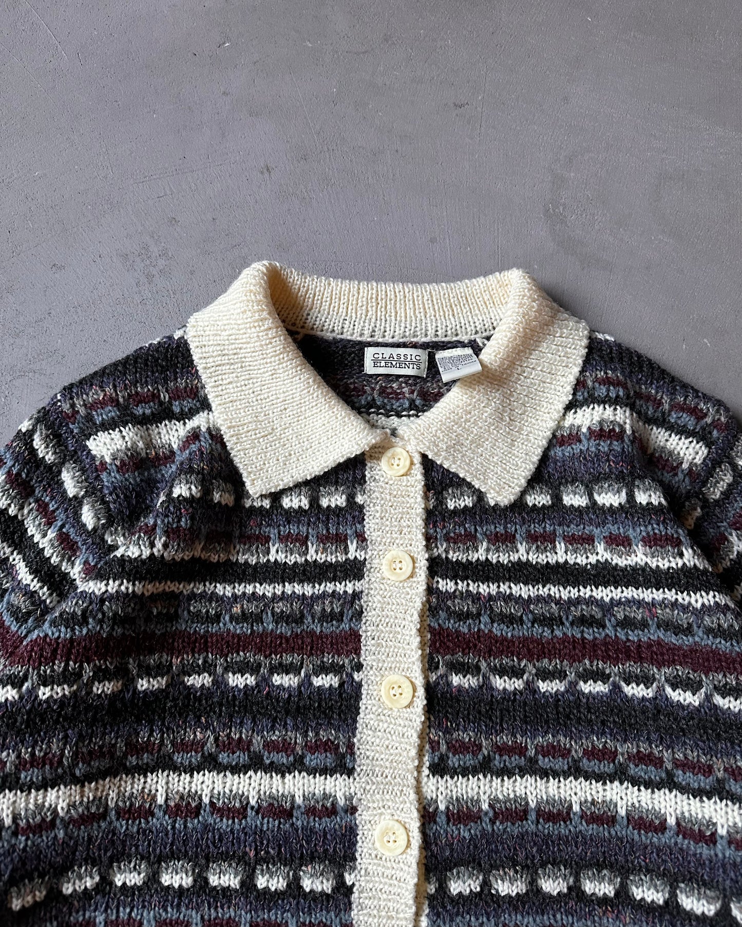 1990s - Cream/Blue Fair Isle Cardigan - (W)L