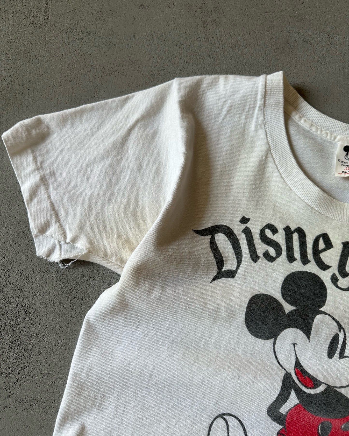 1980s - Distressed White DIsneyland T-Shirt - (W)S