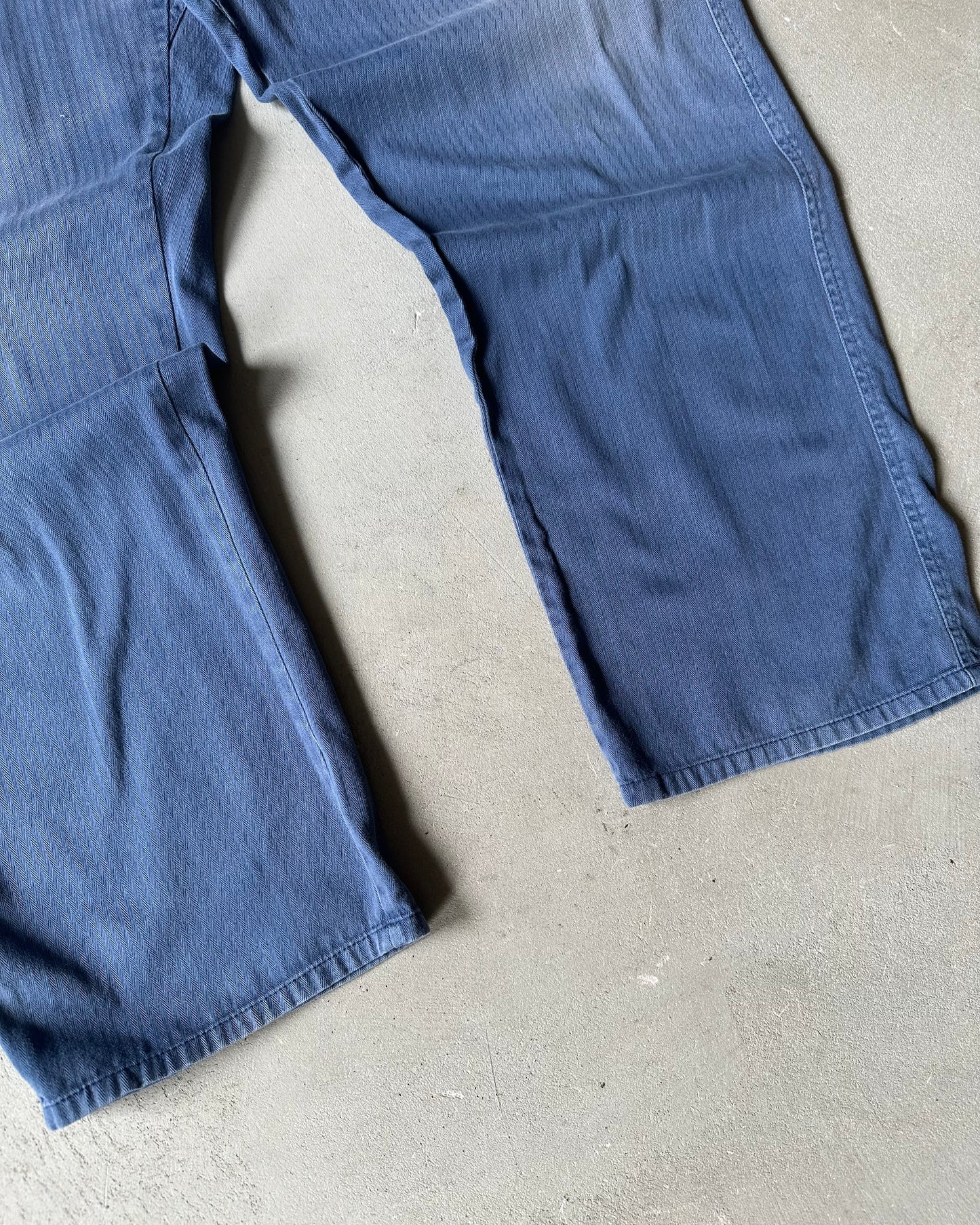 1970s - Faded Blue Buckle Back HBT Euro Pants - 36x29