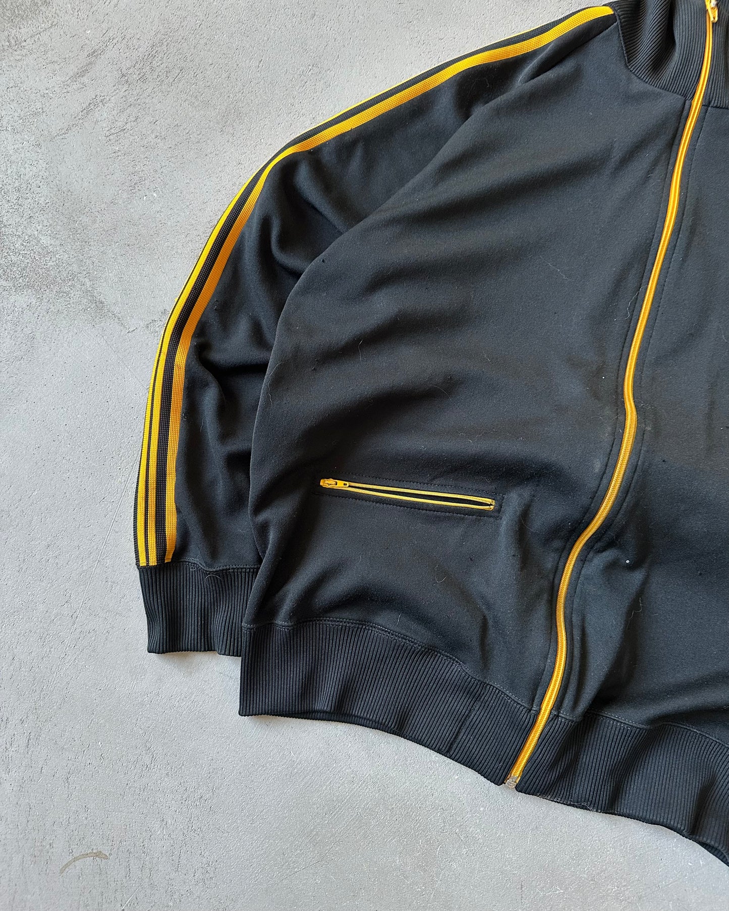 1980s - Black/Yellow Track Zip Up - L/XL