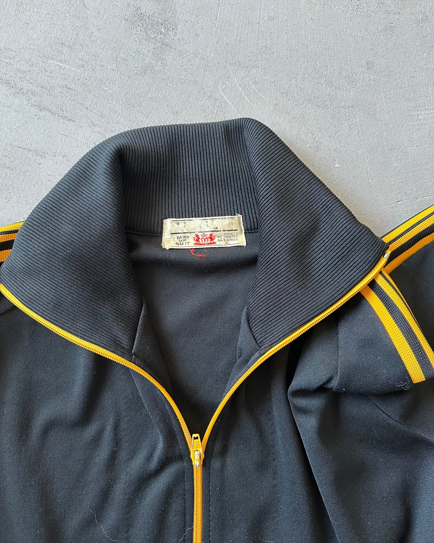 1980s - Black/Yellow Track Zip Up - L/XL