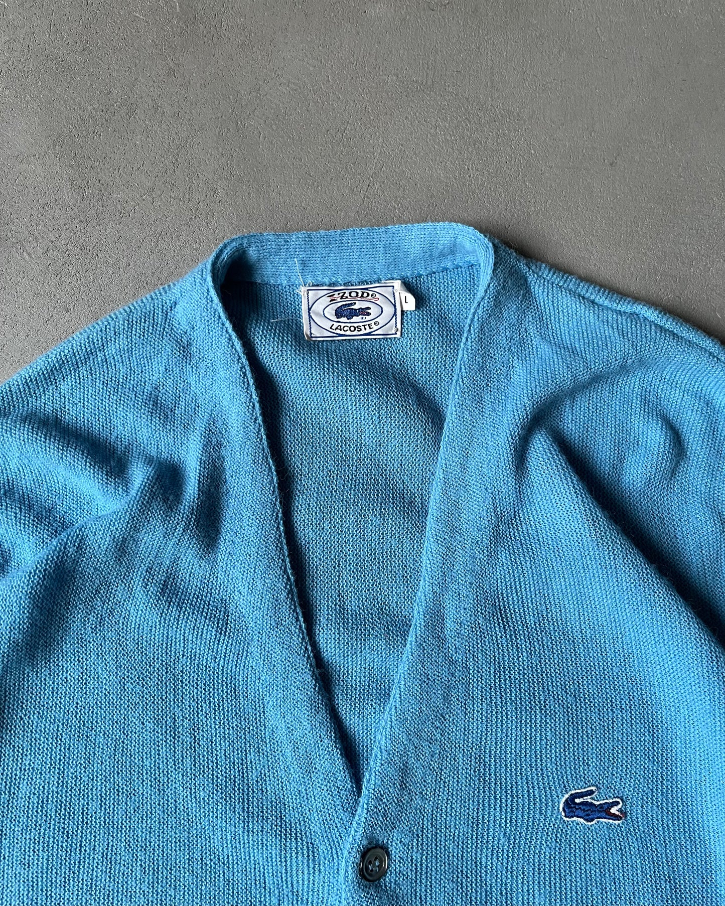 1980s - Blue Lacoste Orlon Cardigan - L