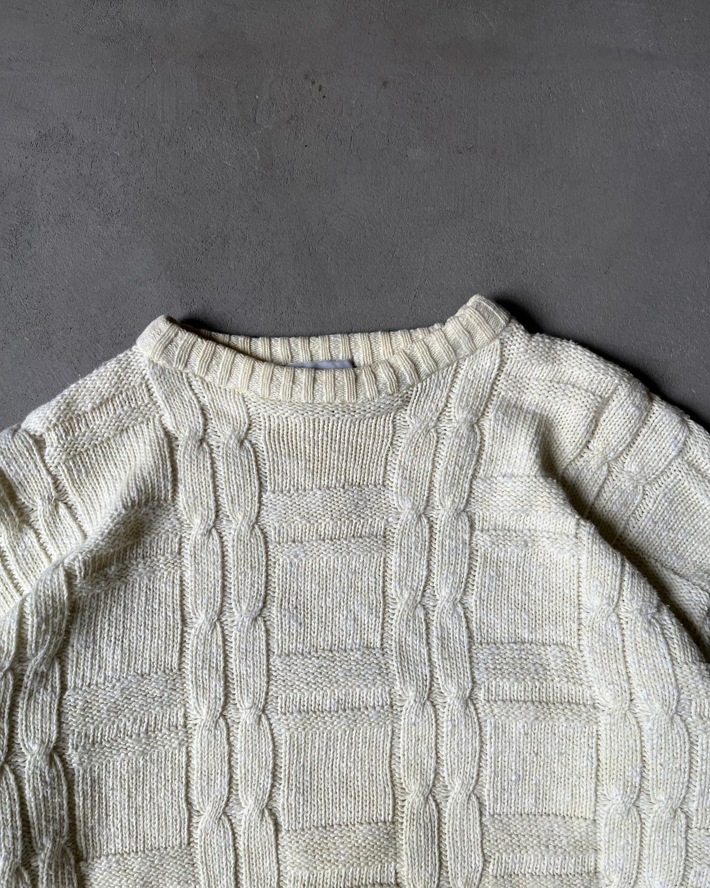1990s - Cream Cableknit Sweater - M/L