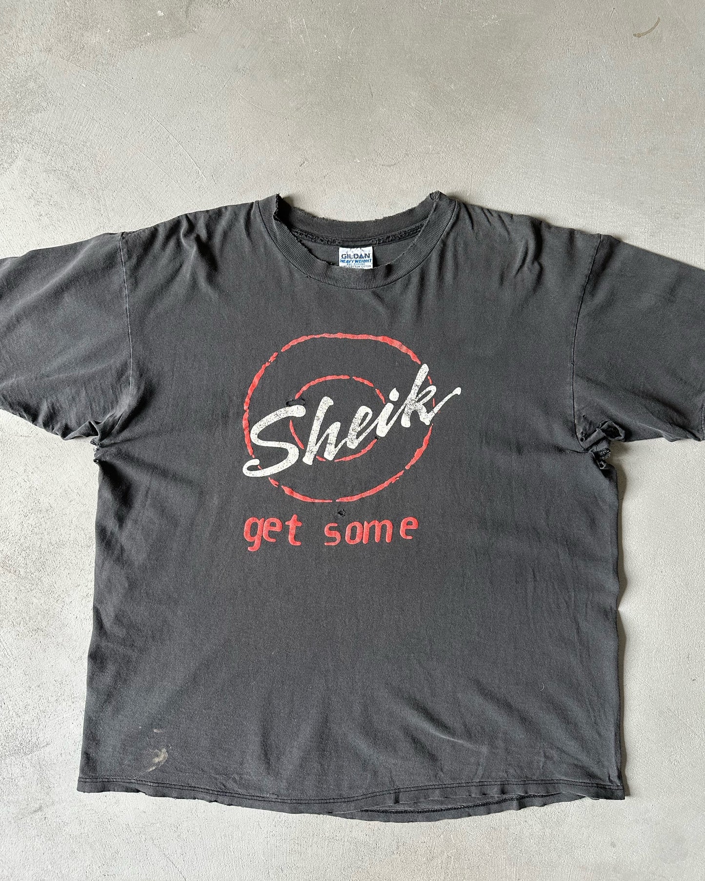 1990s - Distressed Black Sheik T-Shirt - XL
