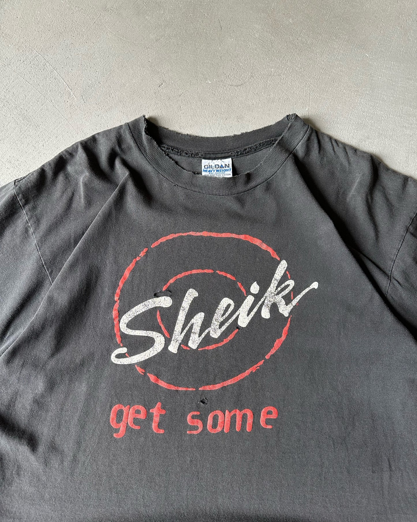 1990s - Distressed Black Sheik T-Shirt - XL