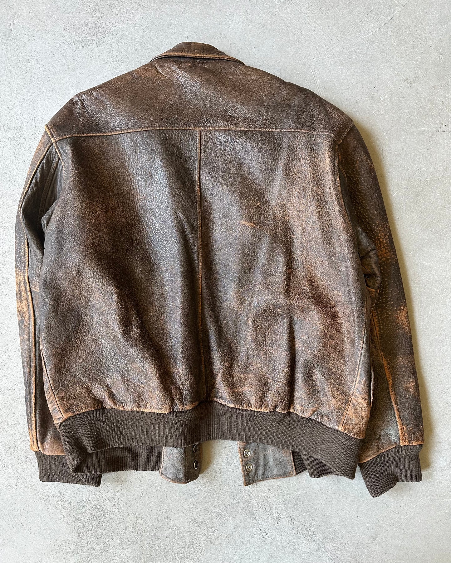 1990s - Faded Brown Aviator Leather Jacket - M