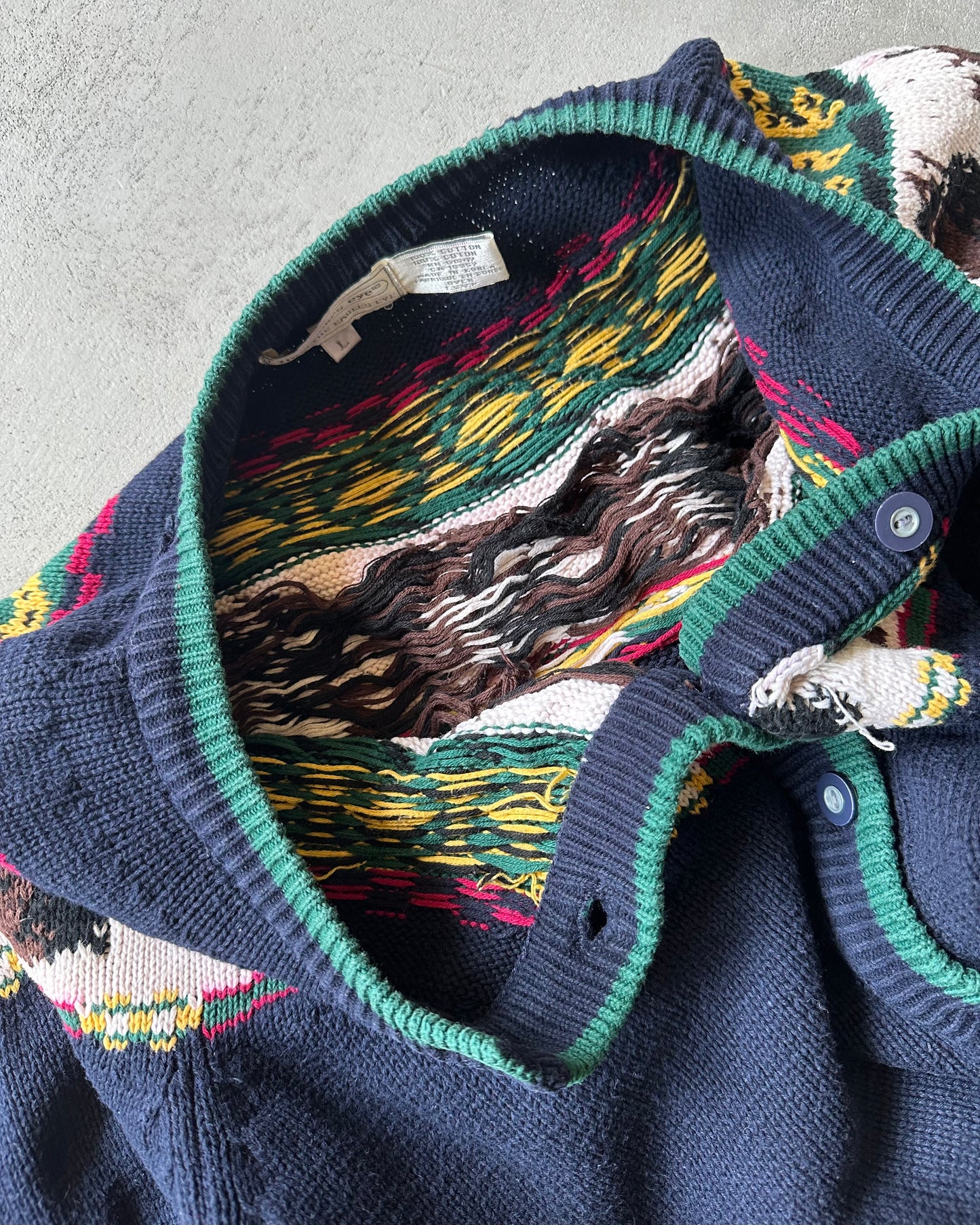 1990s - Navy Horses Women's Cardigan - (W)M