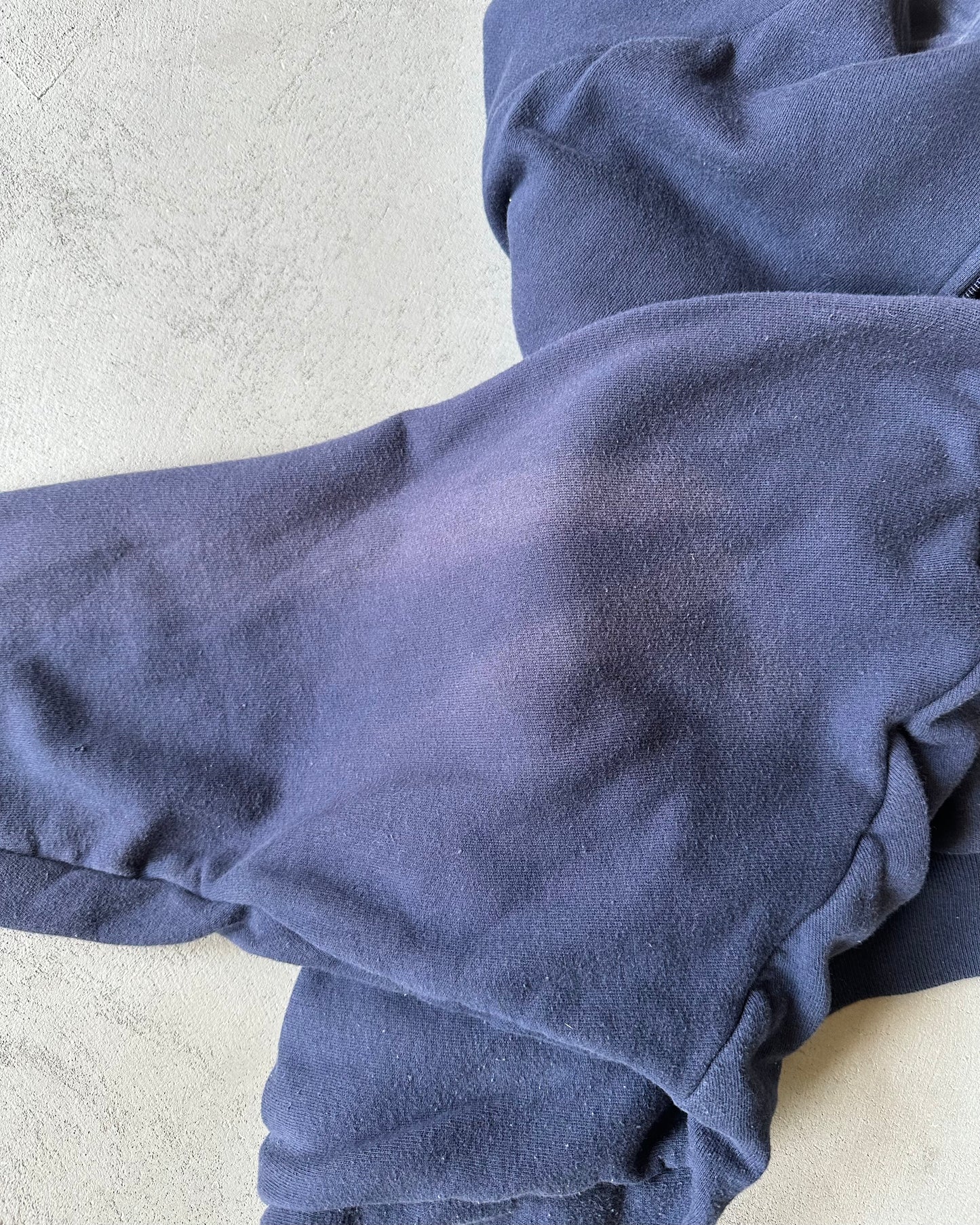 1990s - Navy Thermal Lined Zip Up Hoodie - M