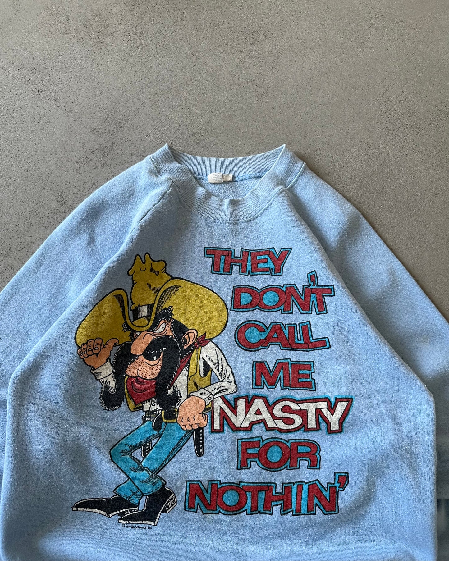 1980s - Light Blue "Nasty" Crewneck - M