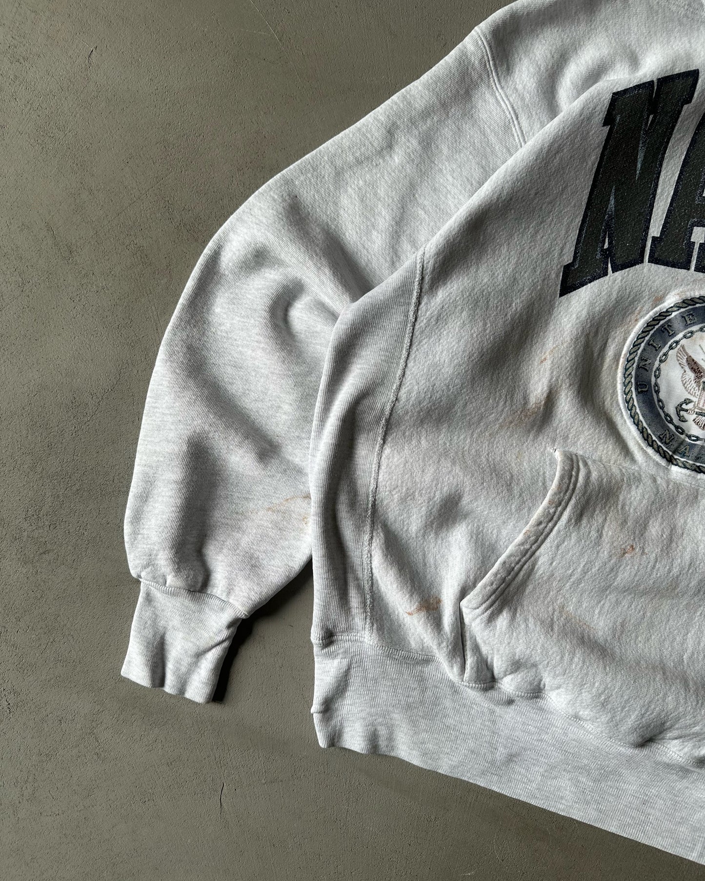 1990s - Ash Grey NAVY Hoodie - L