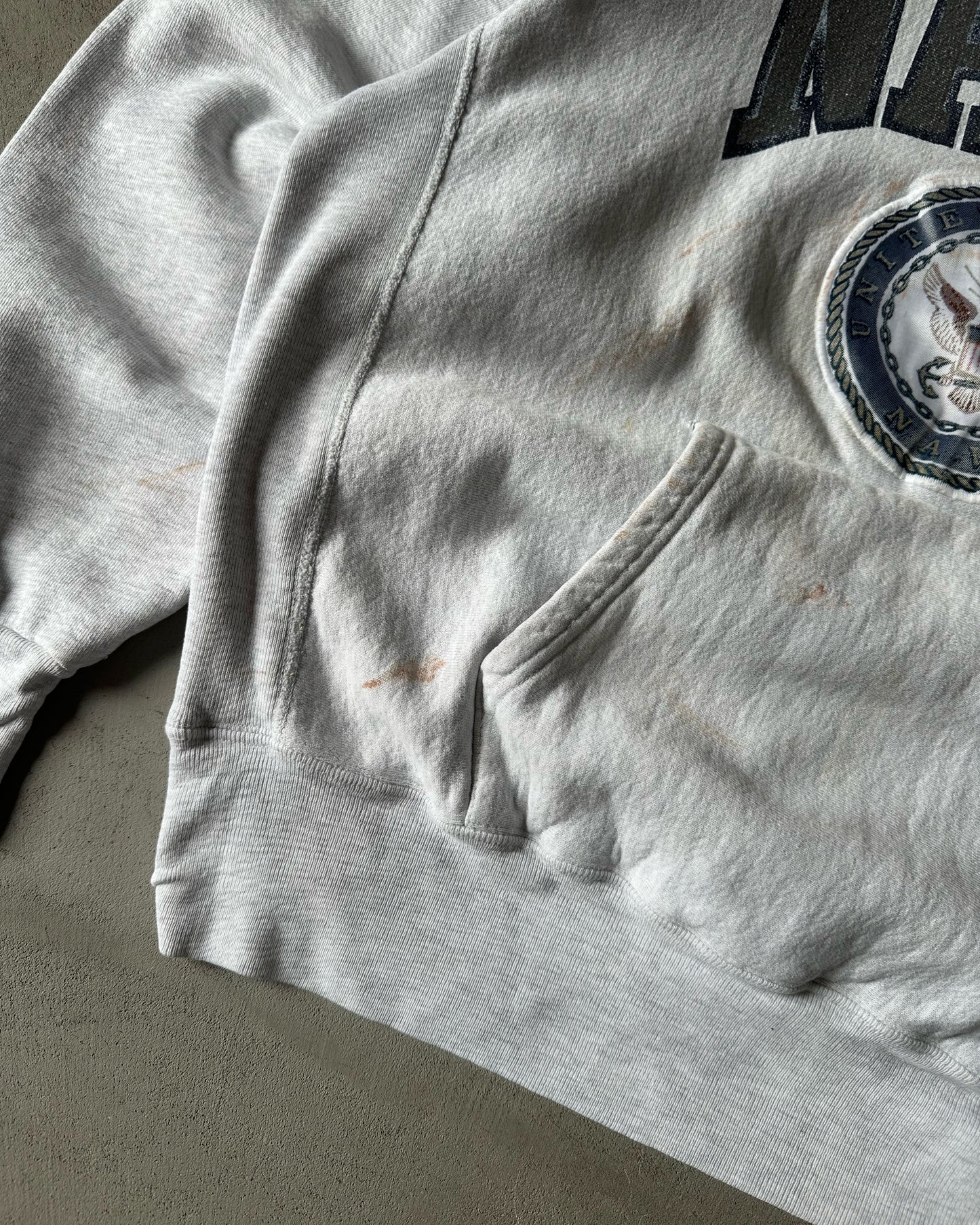 1990s - Ash Grey NAVY Hoodie - L