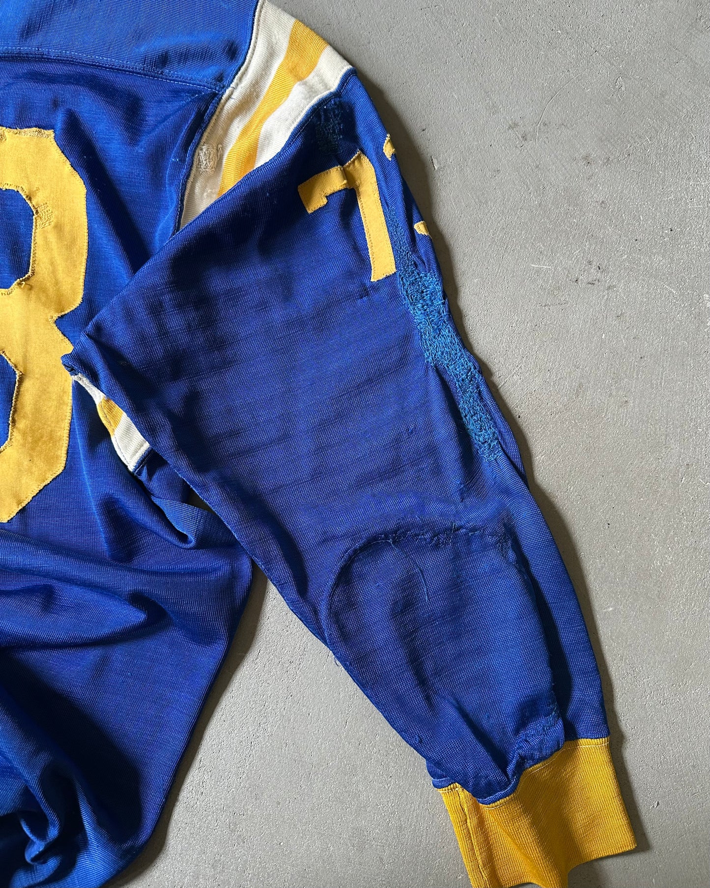 1950s - Distressed Blue/Yellow "73" Repaired Jersey - L/XL