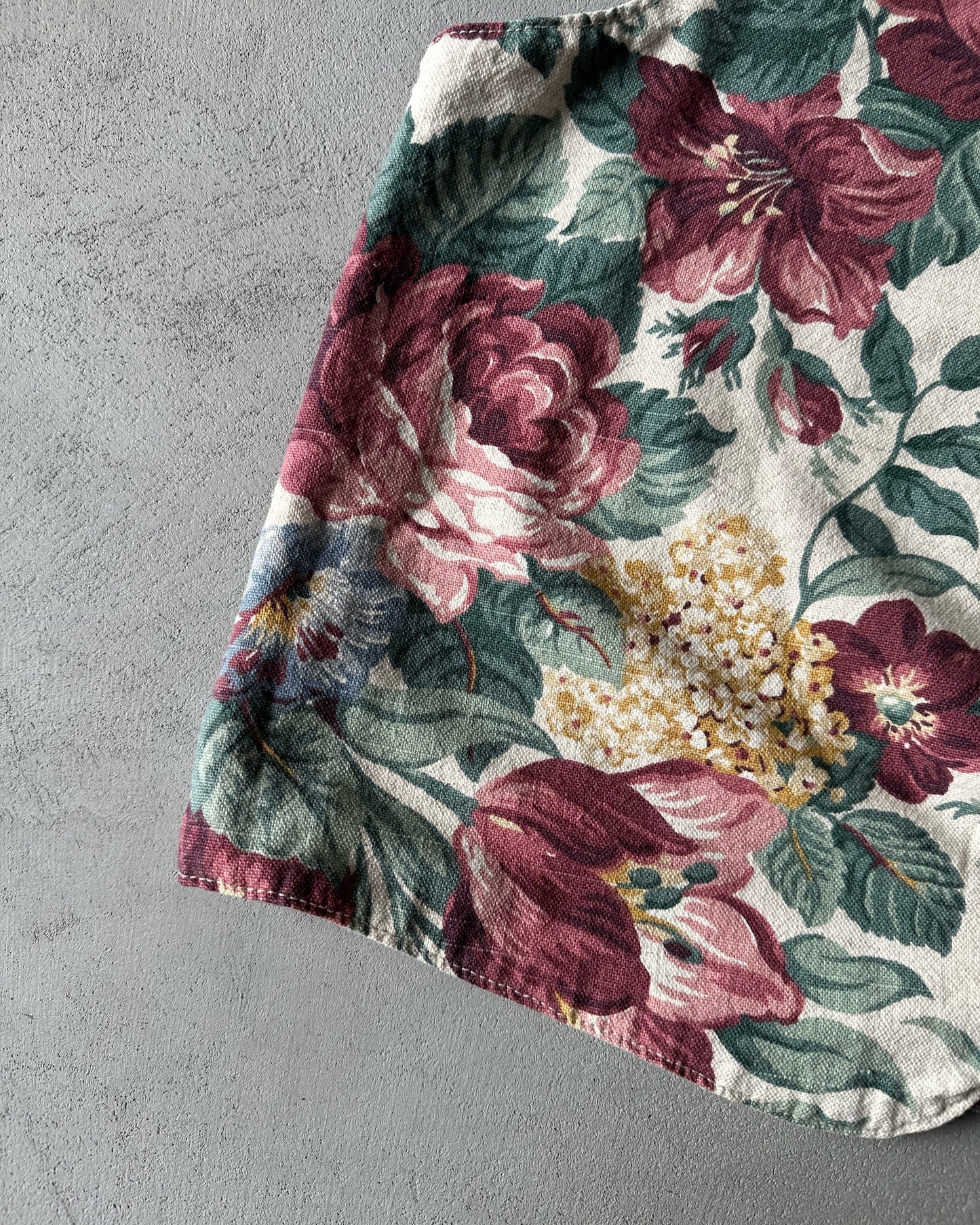 1990s - Cream/Green Floral Vest - (W)L