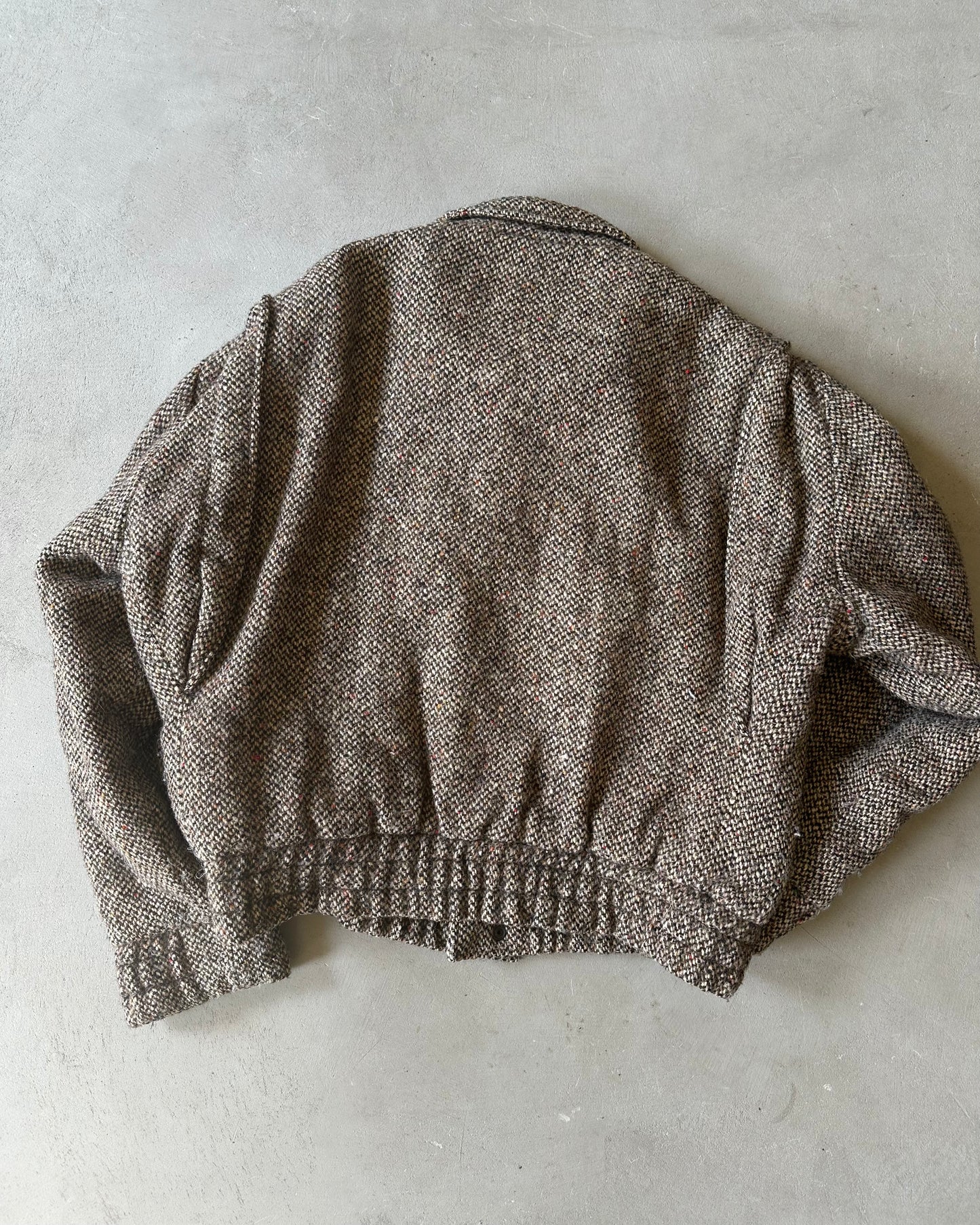 1980s - Tan/Black Wool Bomber Jacket - L/XL