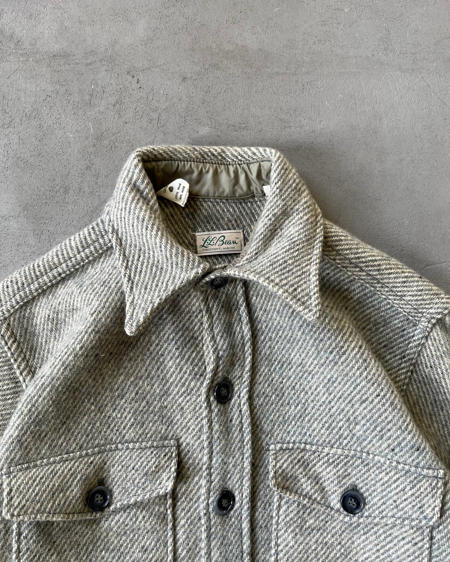 1970s - Grey/Cream L.L.Bean Wool Shirt - M
