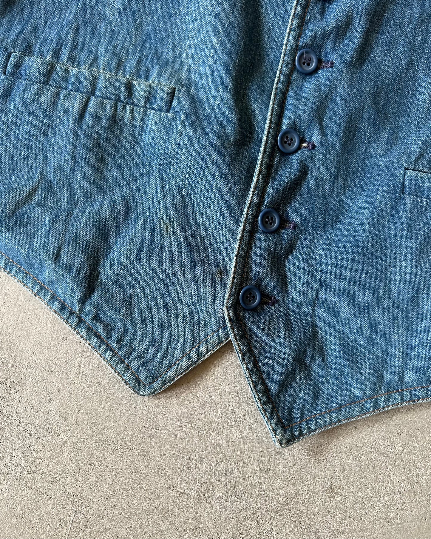 1980s - Faded Burgundy/Denim Vest - S/M