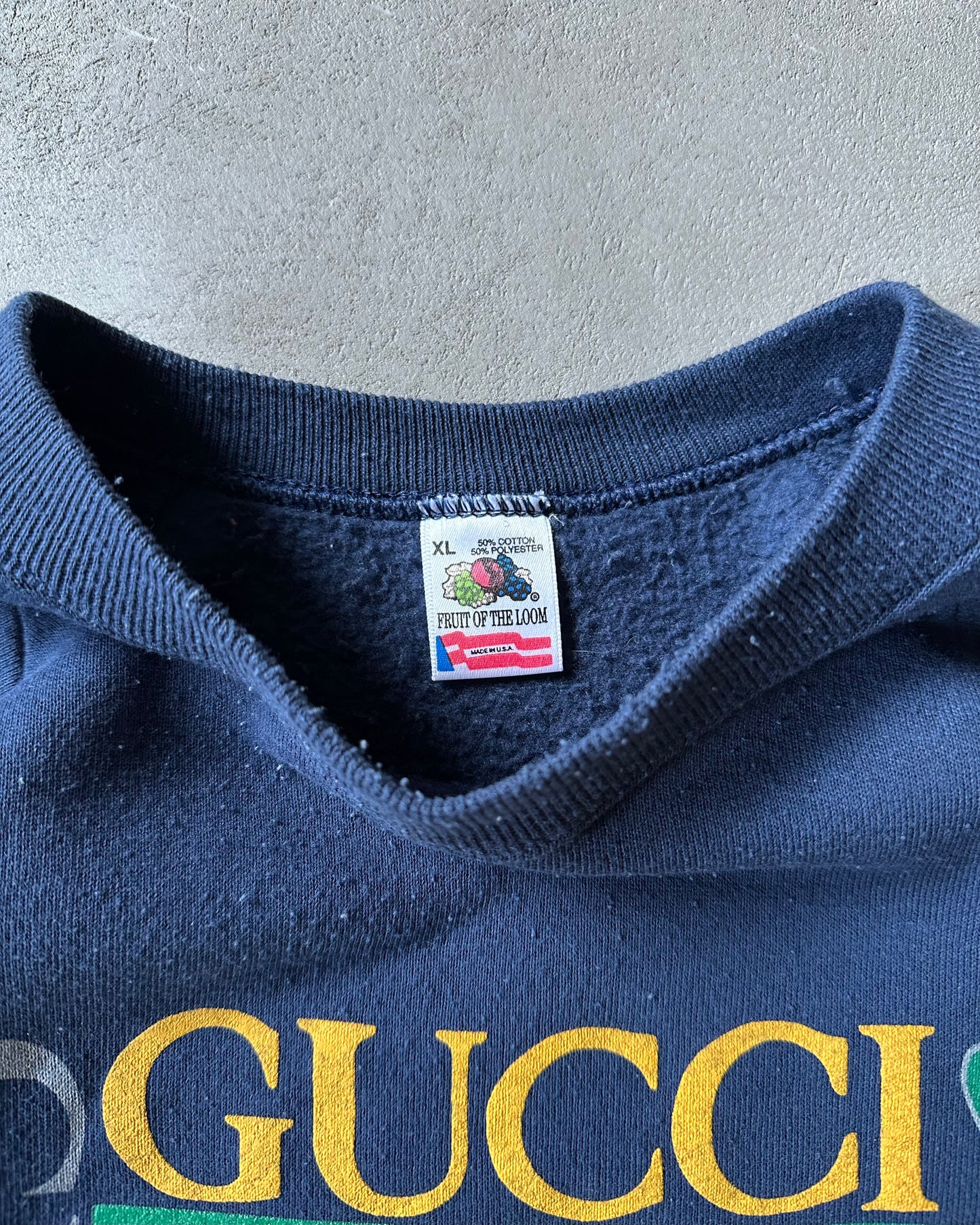 1990s - Navy Gucci Bootleg Crewneck - L