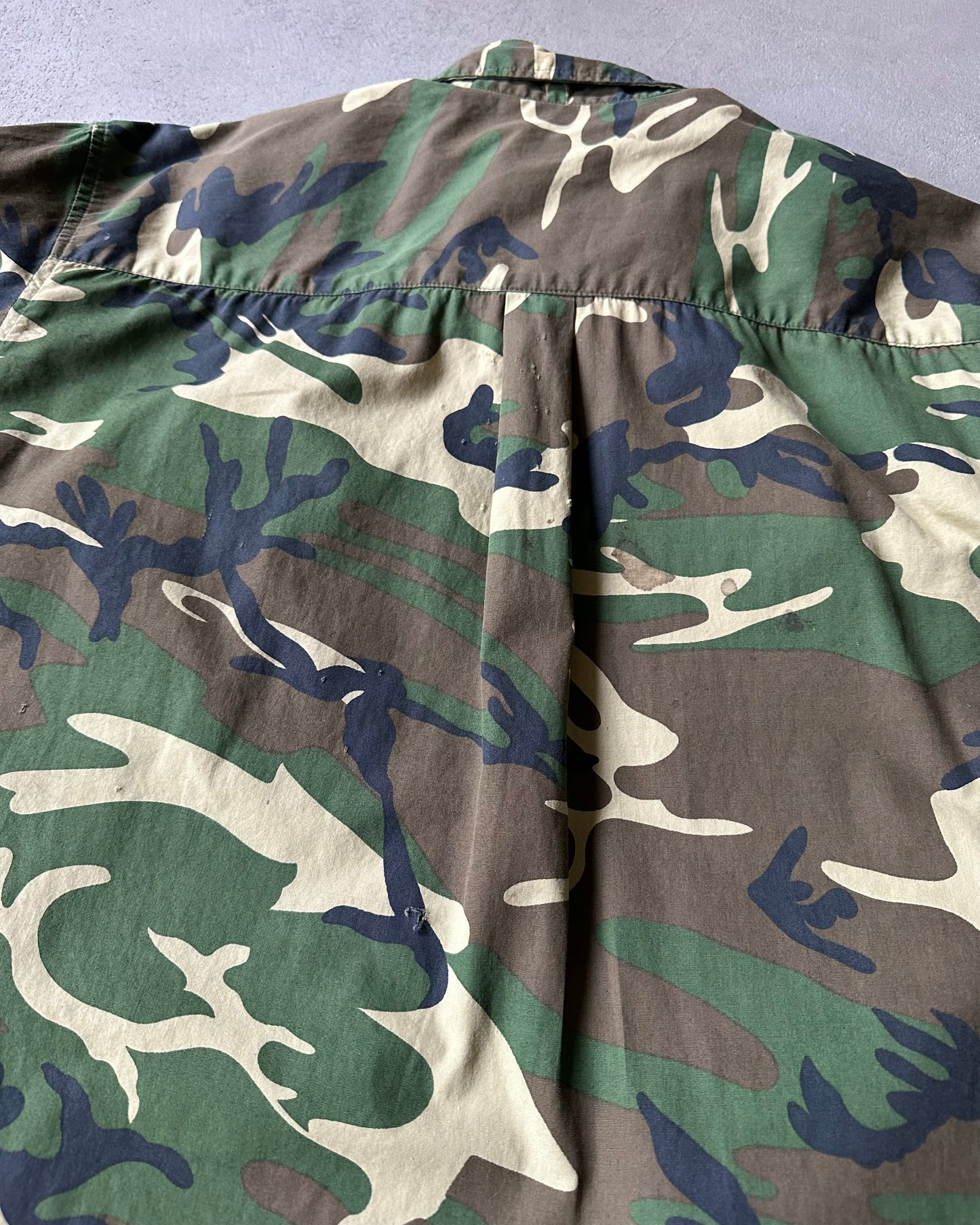 1980s - Distressed Camo Shirt - XL