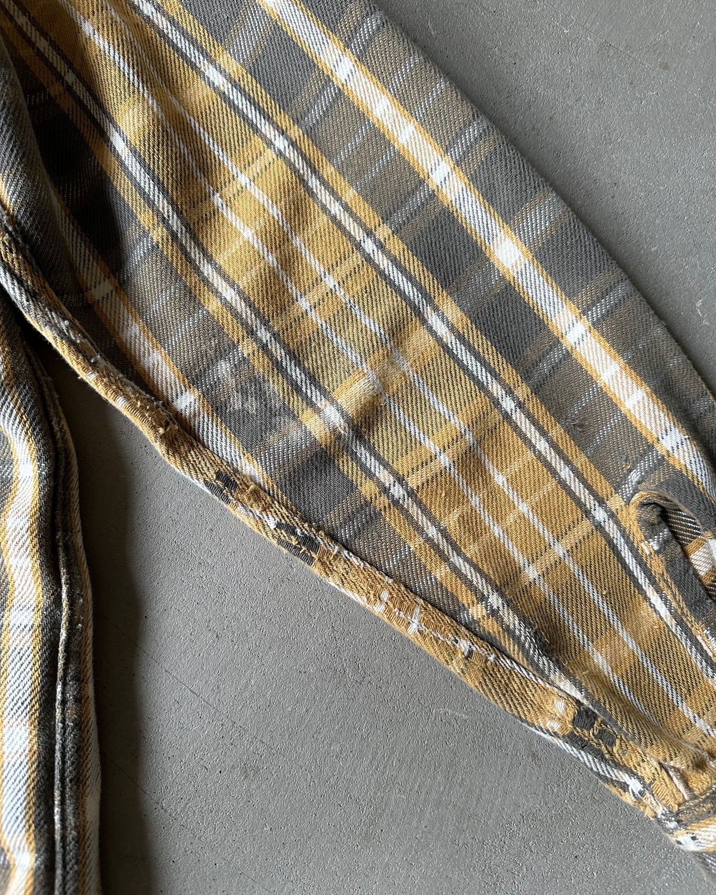 1980s - Yellow/Grey Osh Kosh Plaid Flannel - M/L