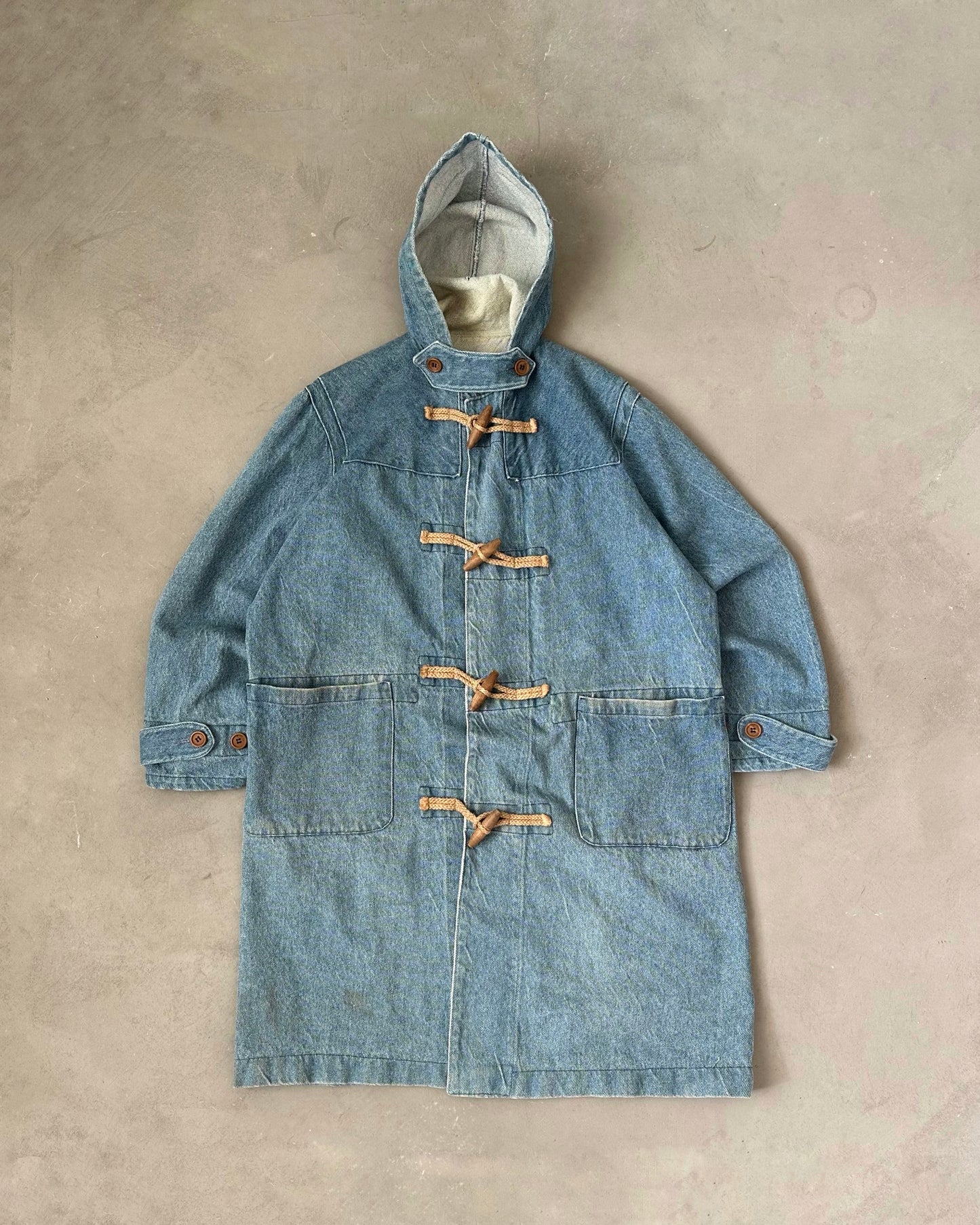 2000s - Denim Duffle Coat - M