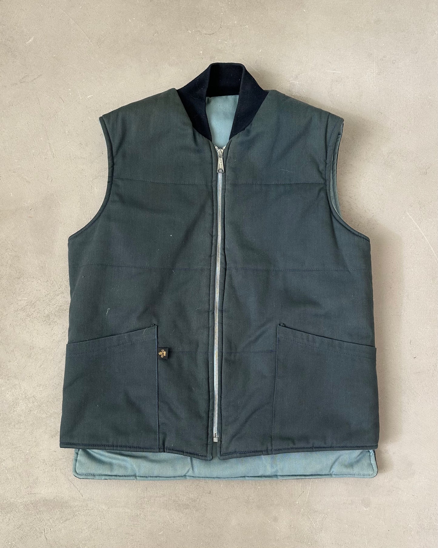 1980s - Navy Reversible Work Vest - M