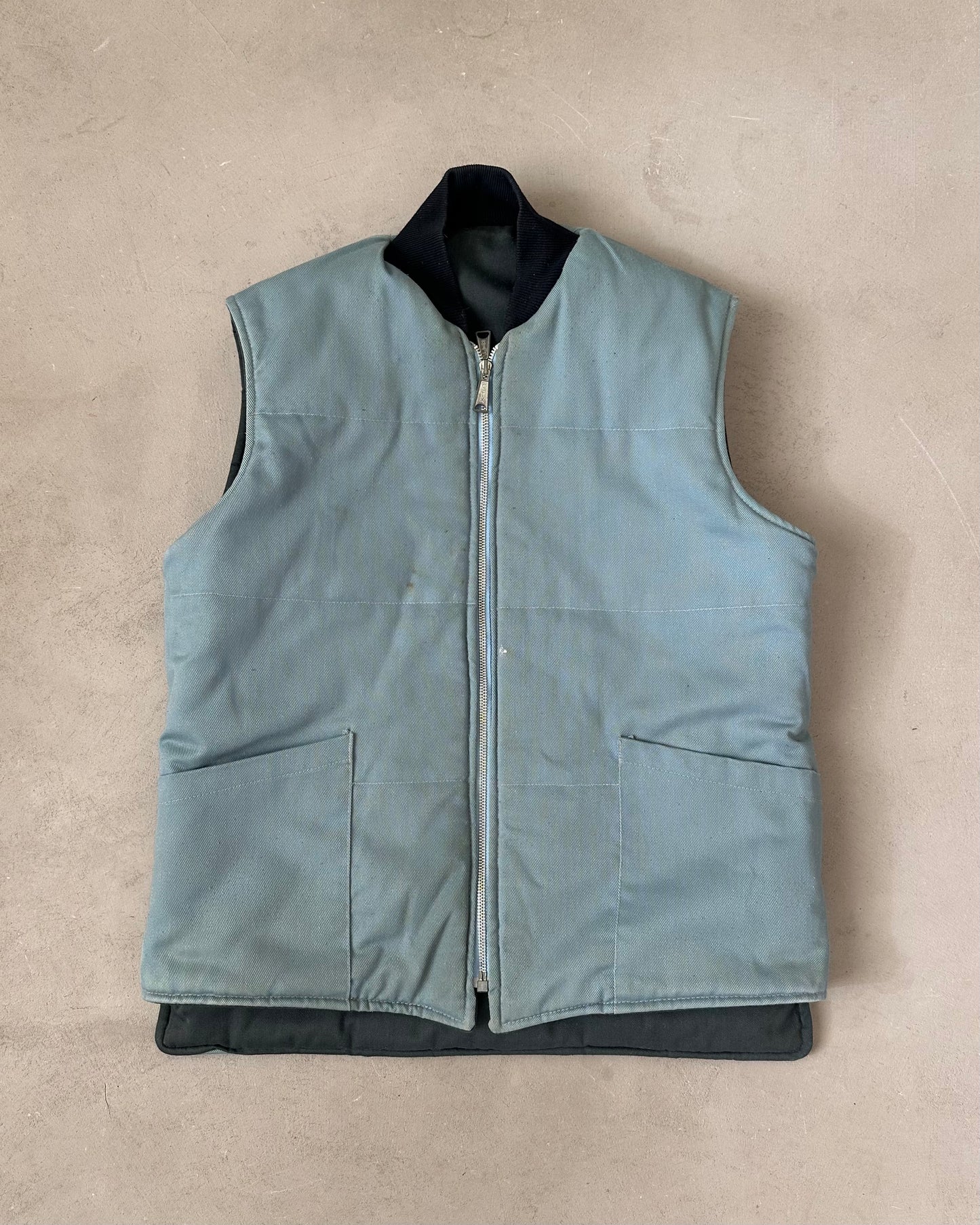 1980s - Navy Reversible Work Vest - M